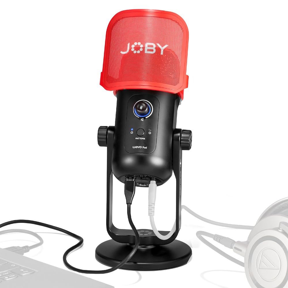 JOBY Wavo POD USB Condenser PC Microphone for Streaming, Podcasting, Mute and Gain Controls, Live Monitoring, Plug & Play for PC and Mac, ASMR Microphone, Condenser Microphones
