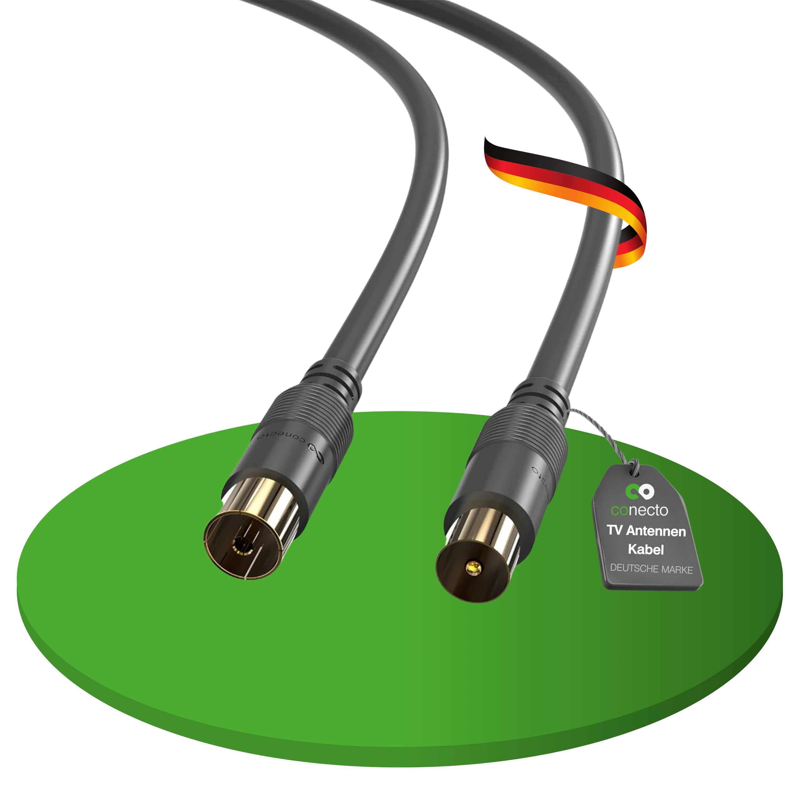 conecto Antenna Cable SAT Cable Coaxial Cable Satellite Cable TV 1.00 m Double Shielded IEC Male to IEC Female for HDTV, Receiver, Satelite, DAB, Radio, Black