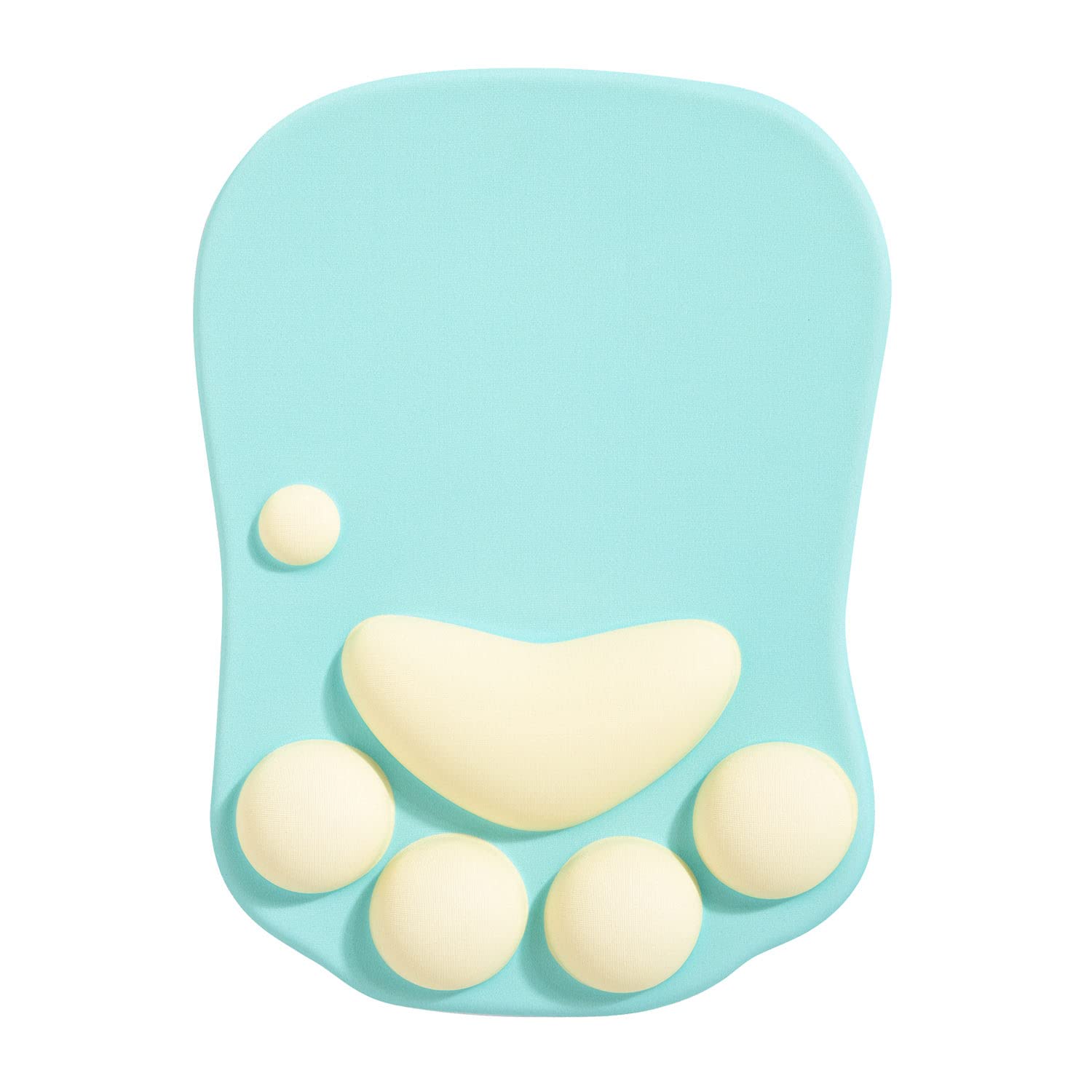 DOBAOJIA Cat Paw Mouse Pad With Wrist Support, Ergonomic Silicone Gel Mat, Cute Kawaii Design for Home/Office/Gaming, Green & Yellow