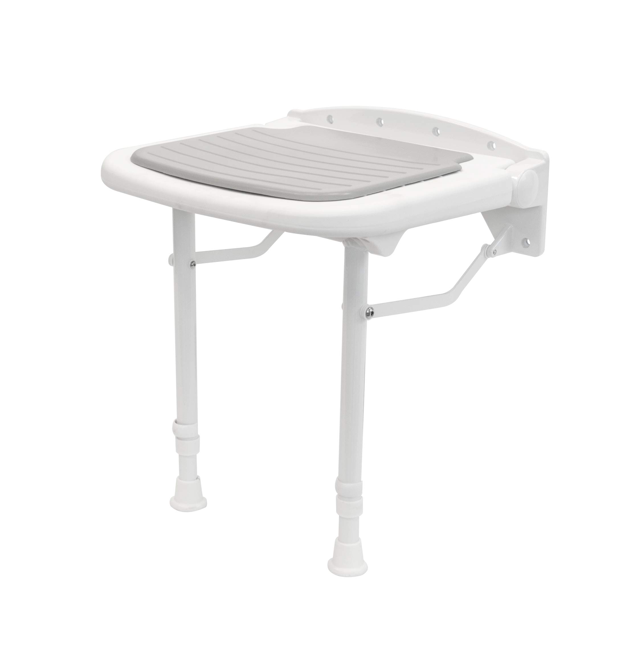 Upholstered Seat with Support Legs Height-Adjustable Plastic 380 x 370 mm graues Polster