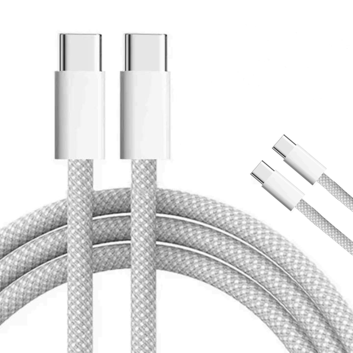 Tec-Digi USB C to USB C Charging Cable 1M, 60W Type C fast Charging Cable for MacBook Air/Pro, iPad Mini 6/Pro 2022/Air 5, Samsung Galaxy S21/S21+/S20+ Ultra Note 20, Pixel 4/3 XL fast charging White