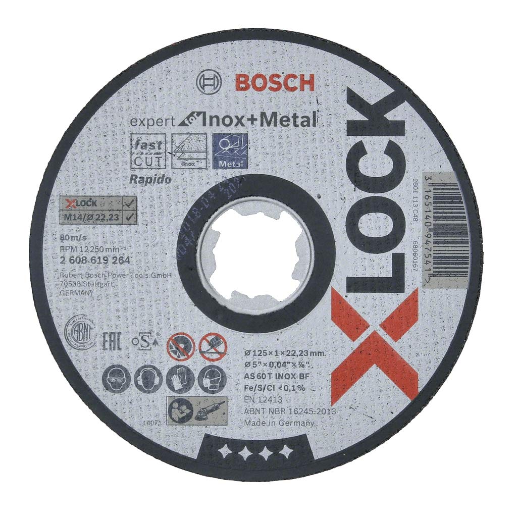Bosch Professional 1x Straight Cutting Disc Expert for Inox and Metal (X-LOCK, Ø 125 mm, Bore Ø 22.23 mm, Thickness 1 mm, Accessories Angle Grinders)
