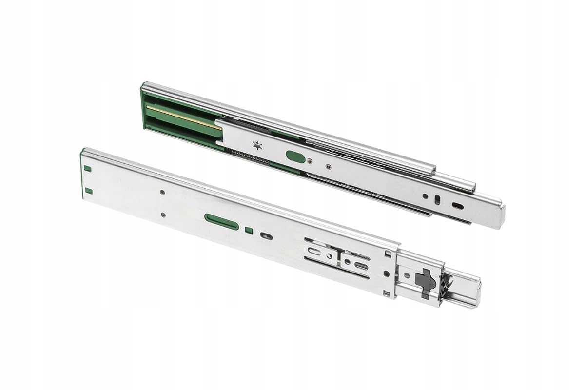 GTV - Drawer Runners H45 Versalite Plus+, Ball Guide with Damping, H = 45 mm, Sledge min Soft-Close Mechanism, Load Capacity 40 kg, Easy and Quick Installation