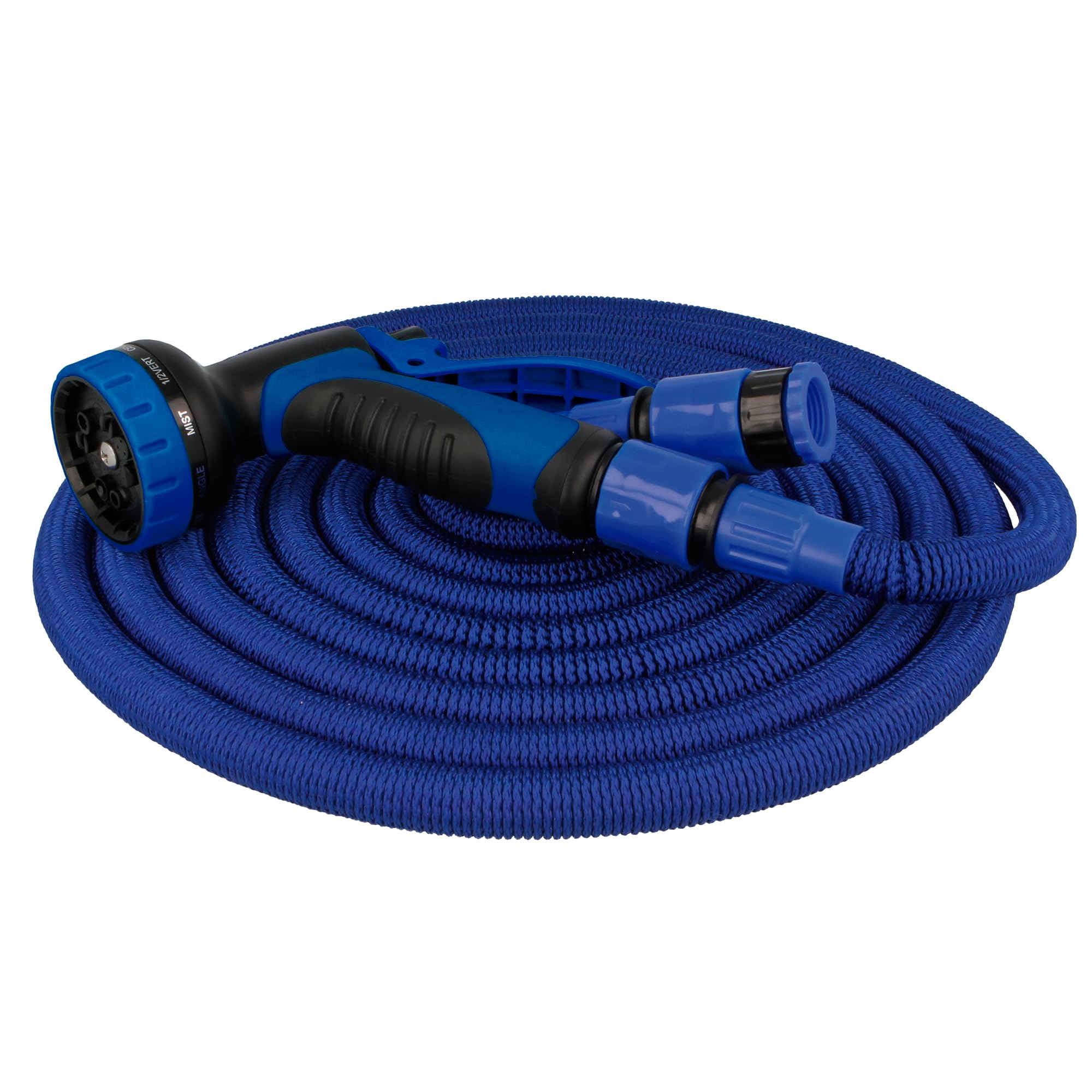 Amig - Expandable Hose | 15 m | Includes Accessories and 9 Function Irrigation Gun | Supports up to 6 Bar Pressure | Blue | Double Latex