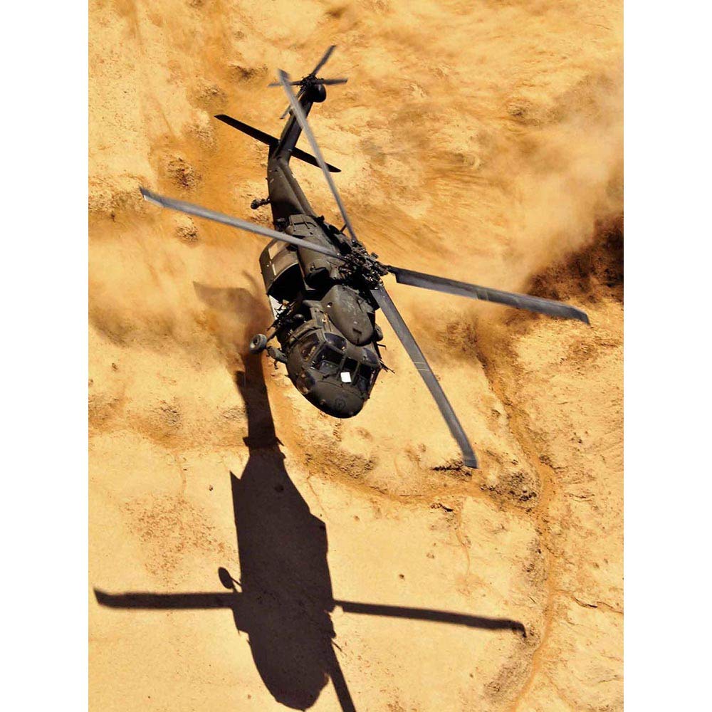 Wee Blue Coo War Photography Military Aircraft Uh60 Black Hawk Helicopter Desert Art Print Poster Wall Decor 12X16 Inch
