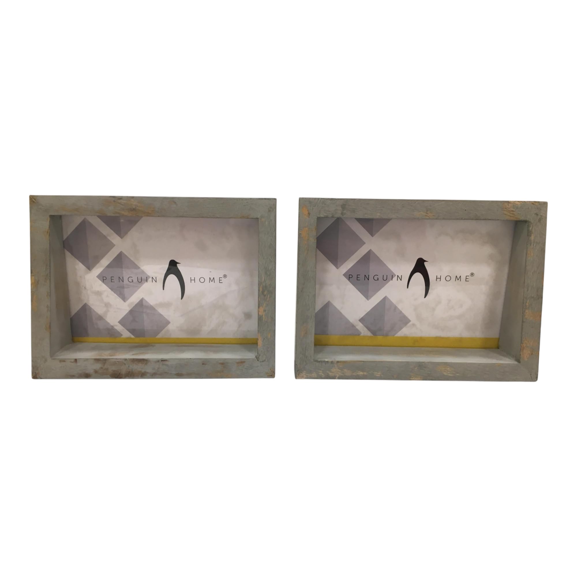 Penguin Home Set of 2 Mangowood Horizontal Photo Frame5 X7 (12 X 17 CM) - Dark Grey Distress Finish, Rustic Vintage Style, Handcrafted Wooden Picture Frame for Wall or Tabletop, Decor, Gifts