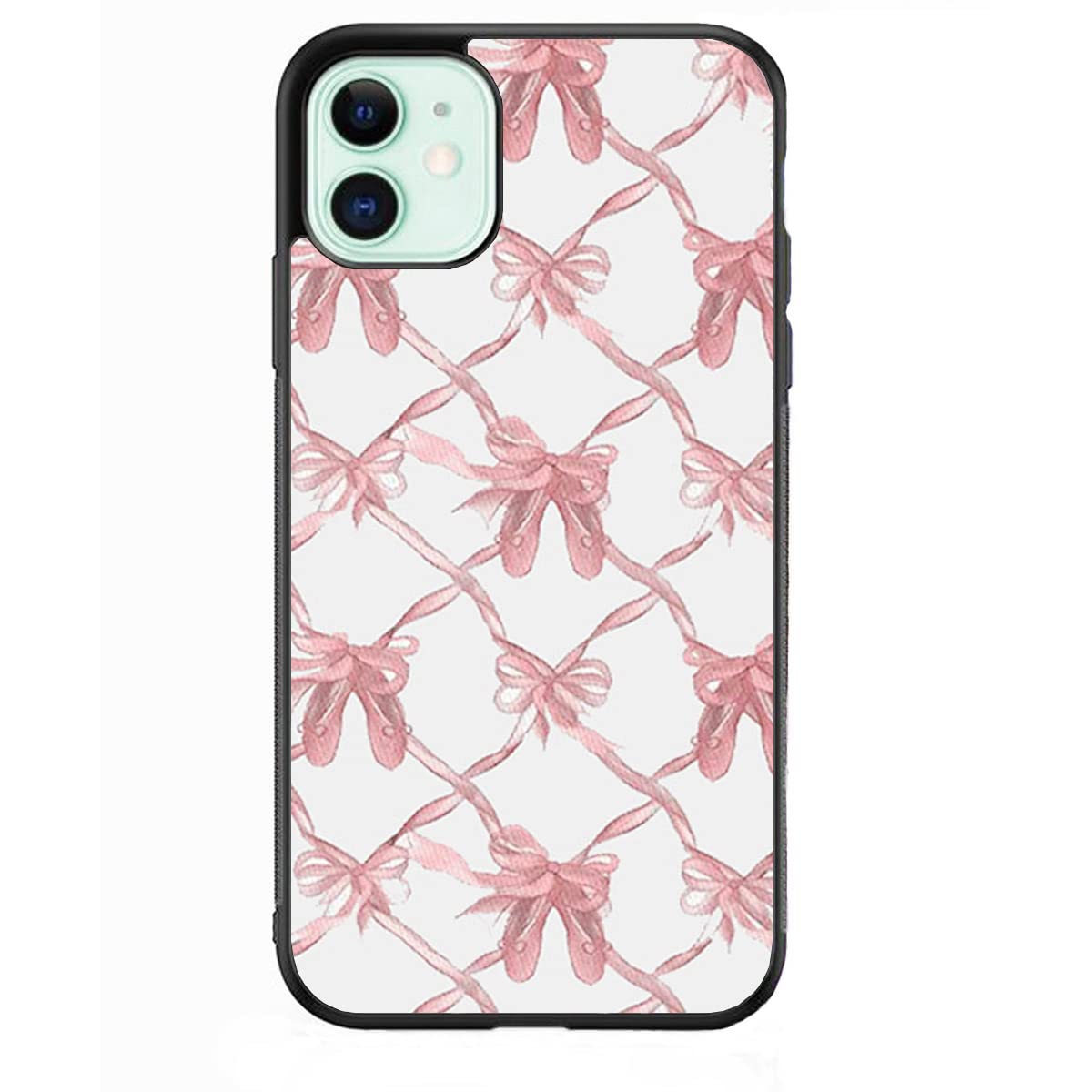 GUAYDOYIM Pink Bow Tie Pattern Case Compatible with iPhone 11, Custom Bow Protective Cases with Soft TPU Material for Women Girls (Lace)