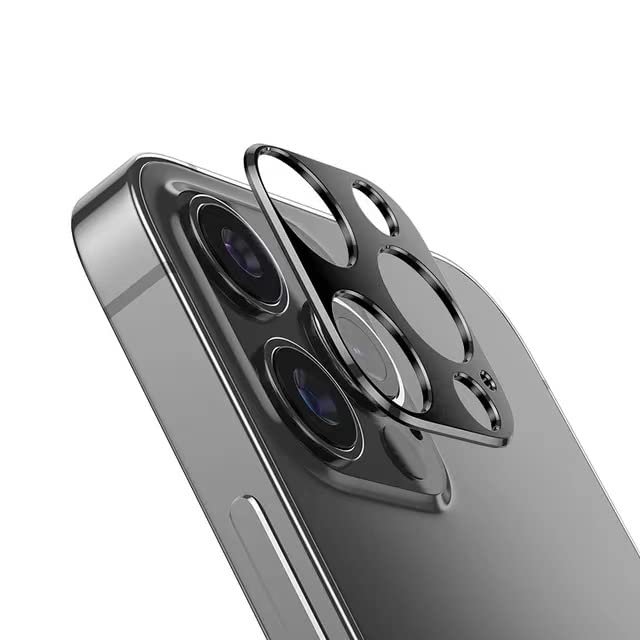 OURSPOP For iPhone 13 Pro Metal Camera Lens Ring Cover Glass Back Len Protector-Black