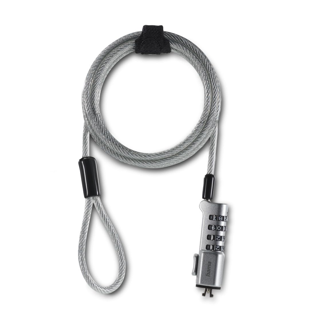 Hama Anti-Theft Cable for Laptop PC or Combination Screen (Security Cable for PC, 4-Digit Lock, 1.85 m, Steel)