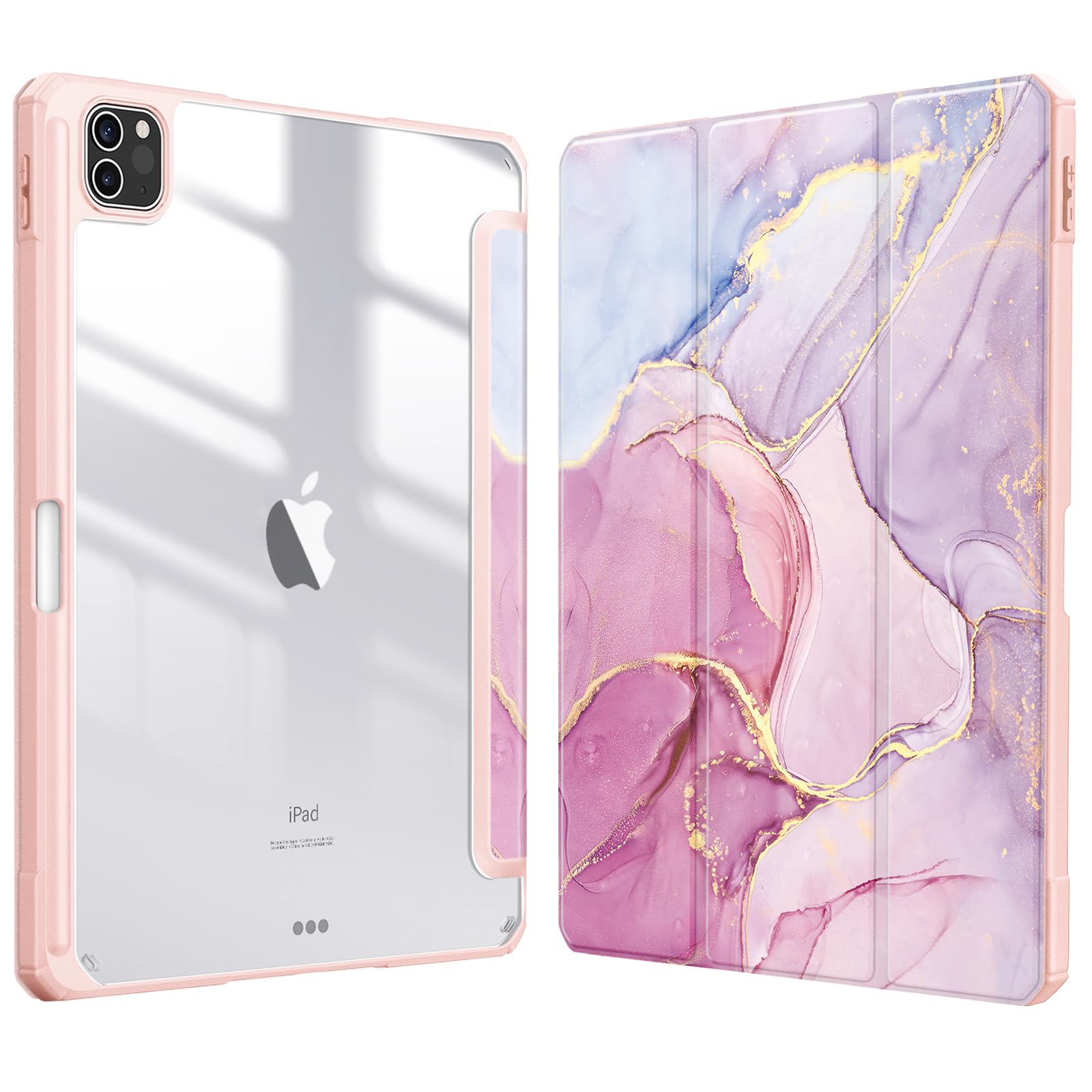 FINTIE Hybrid Case Compatible with iPad Pro 11 Inch (2022-2018) Not for 2024 - Ultra Slim Shockproof Clear Cover w/Pencil Holder, Auto Wake/Sleep, Glittering Marble