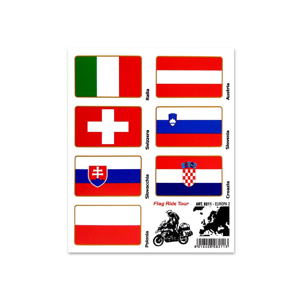 Sticker Flag Ride Tour Europe 2 for Bike Cases, 16 x 13.5 cm