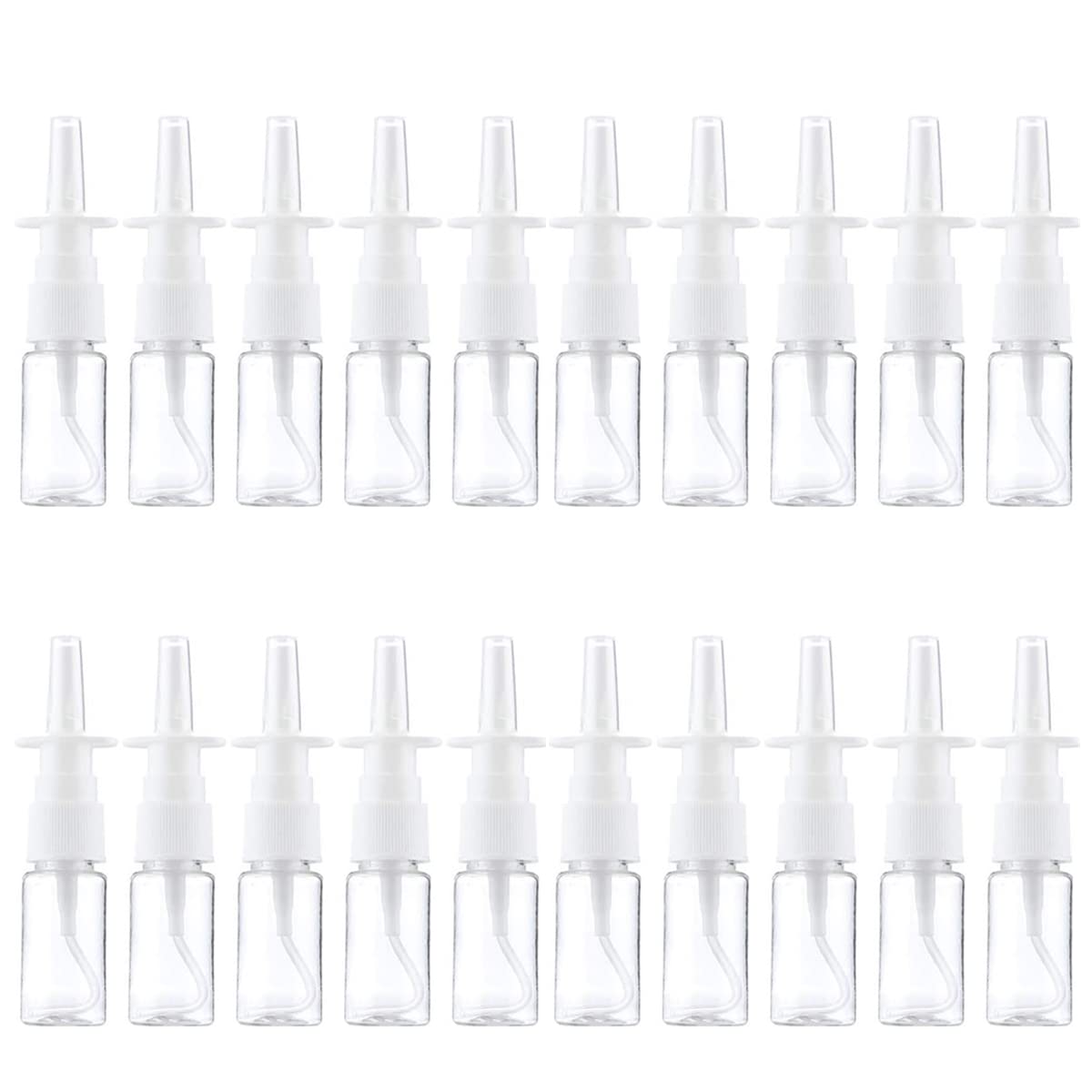 LIEISFEPER 20Pcs Spray Bottle Refillable Direct Injection Bottle Portable Plastic Nasal Spray Bottles Container for Home and Travel Use White (10ML)