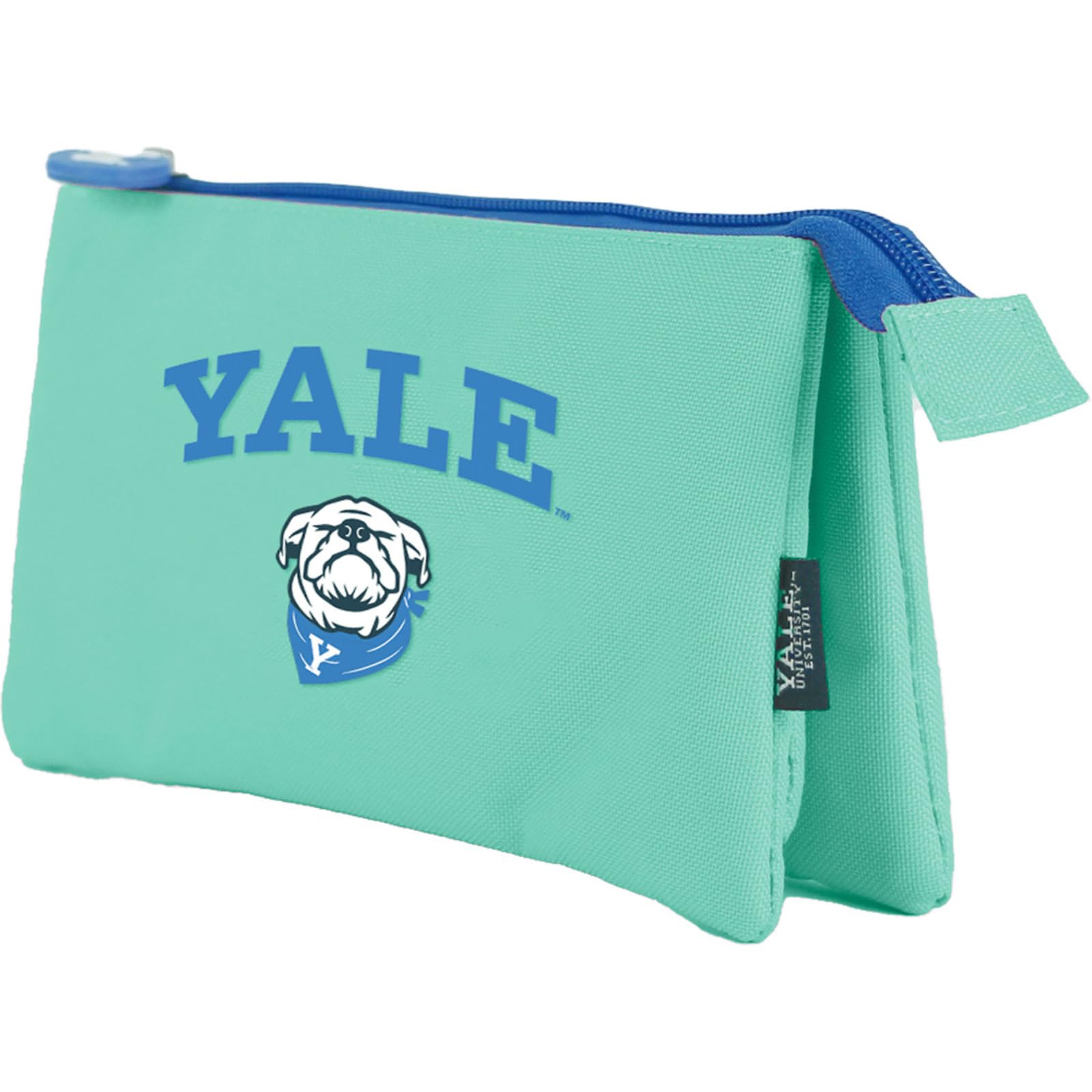 DOHE - Triple Pencil Case - 3 Compartments, Multipurpose Round Pencil Case, 23x12x2.5 cm, Zipper Closure, Made of Durable Polyester - Yale University Dog