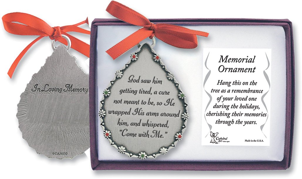 Cathedral Art (Abbey & CA Gift God Saw Him Getting Tired Drop Memorial Ornament, 5 x 3.75 Inch, Pewter, 5" by 3 3/4"