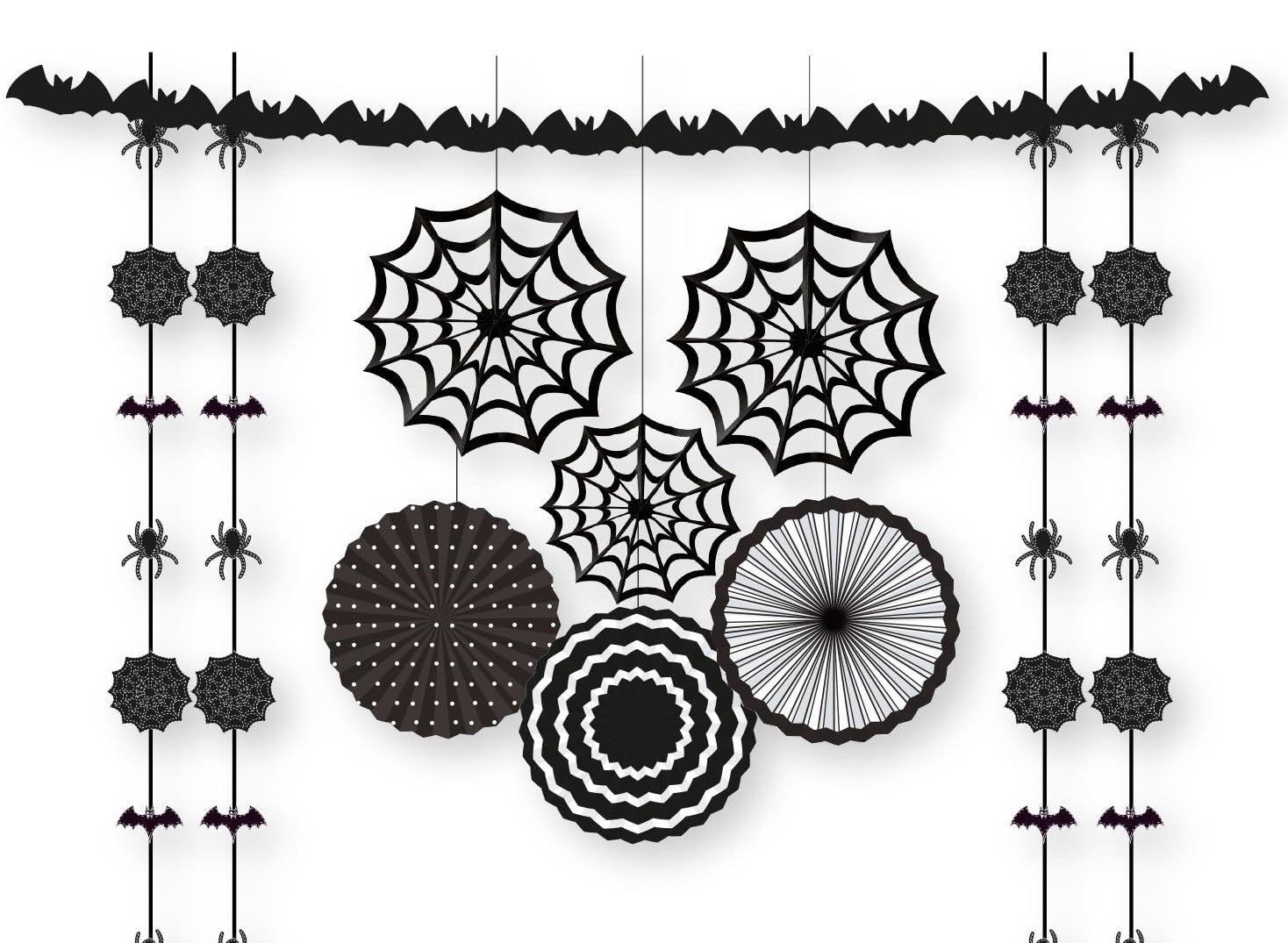 Amscan 9912211 - Halloween Black and White Party Room Decorations Kit - 11 Pieces