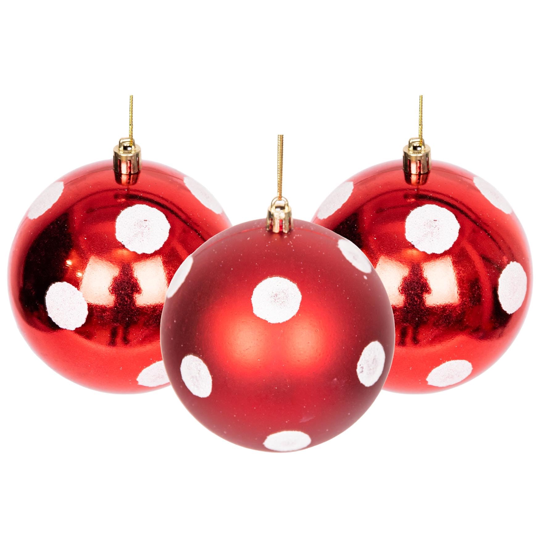 10cm/3Pcs Christmas Baubles Shatterproof Red White Polka Dots, Christmas Tree Decorations Ball Ornaments Balls Xmas Hanging Decorations Holiday Decor - Shiny,Matte,Glitter