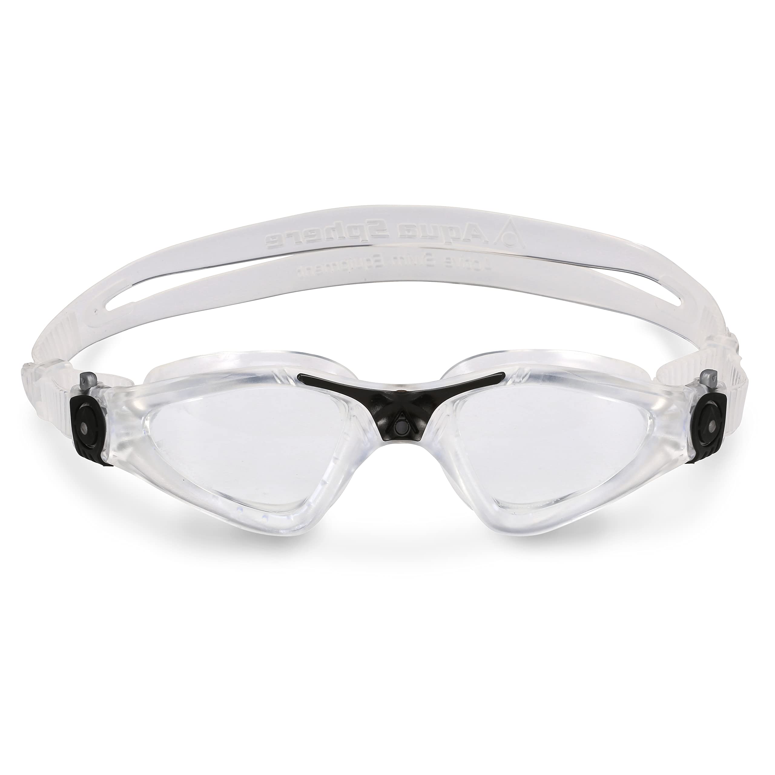 Aqua Sphere Kayenne Adult Swim Goggles - 180-Degree Distortion Free Vision, Ideal Swim Goggle for Active Pool or Open Water Swimmers | Unisex Adult, Clear Lens, Transparent/Black Frame,One Size