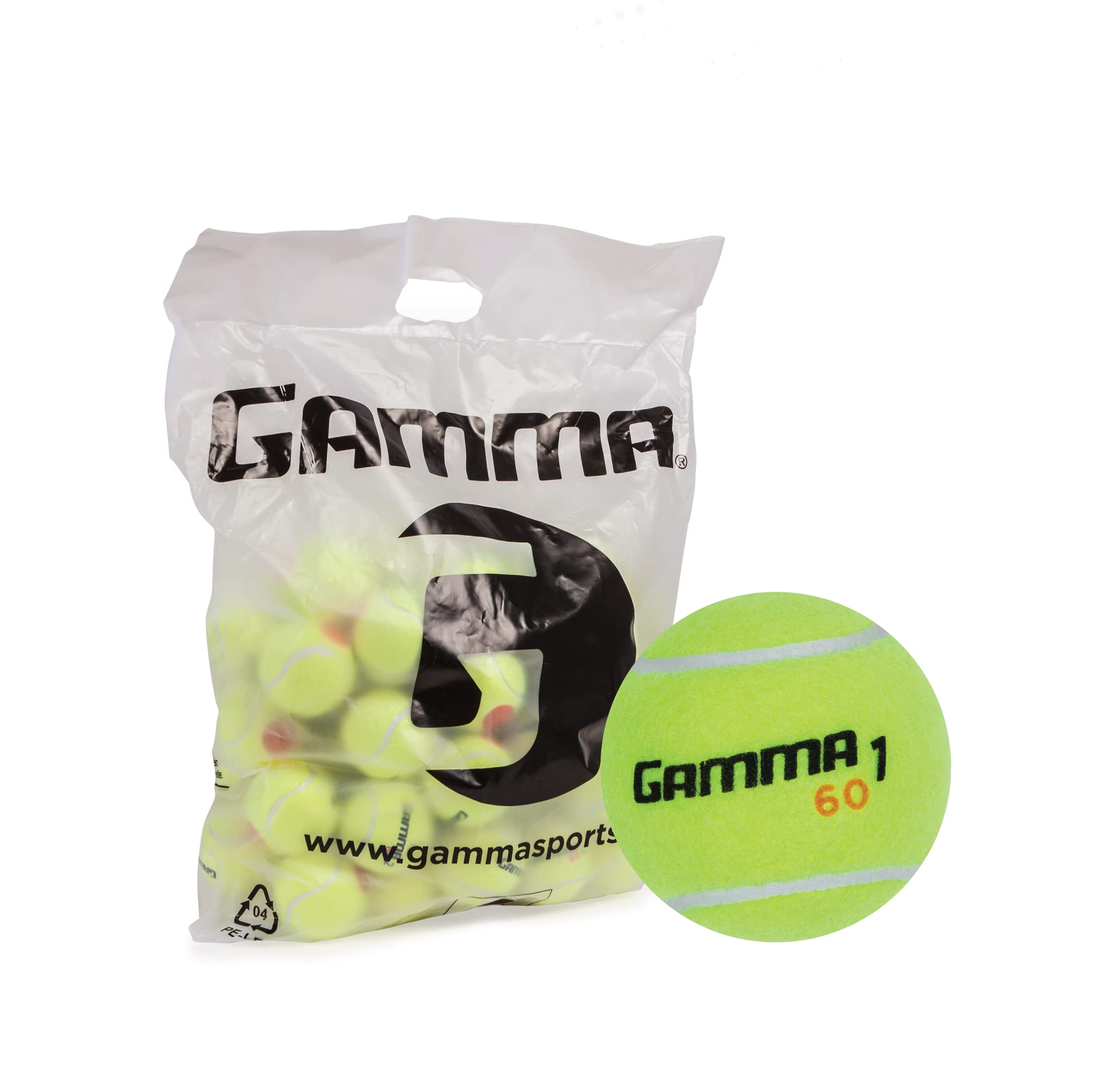 Gamma Sports Kids Training (Transition) Balls, Yellow/Orange Dot, 60 Orange Dot, 60-Pack