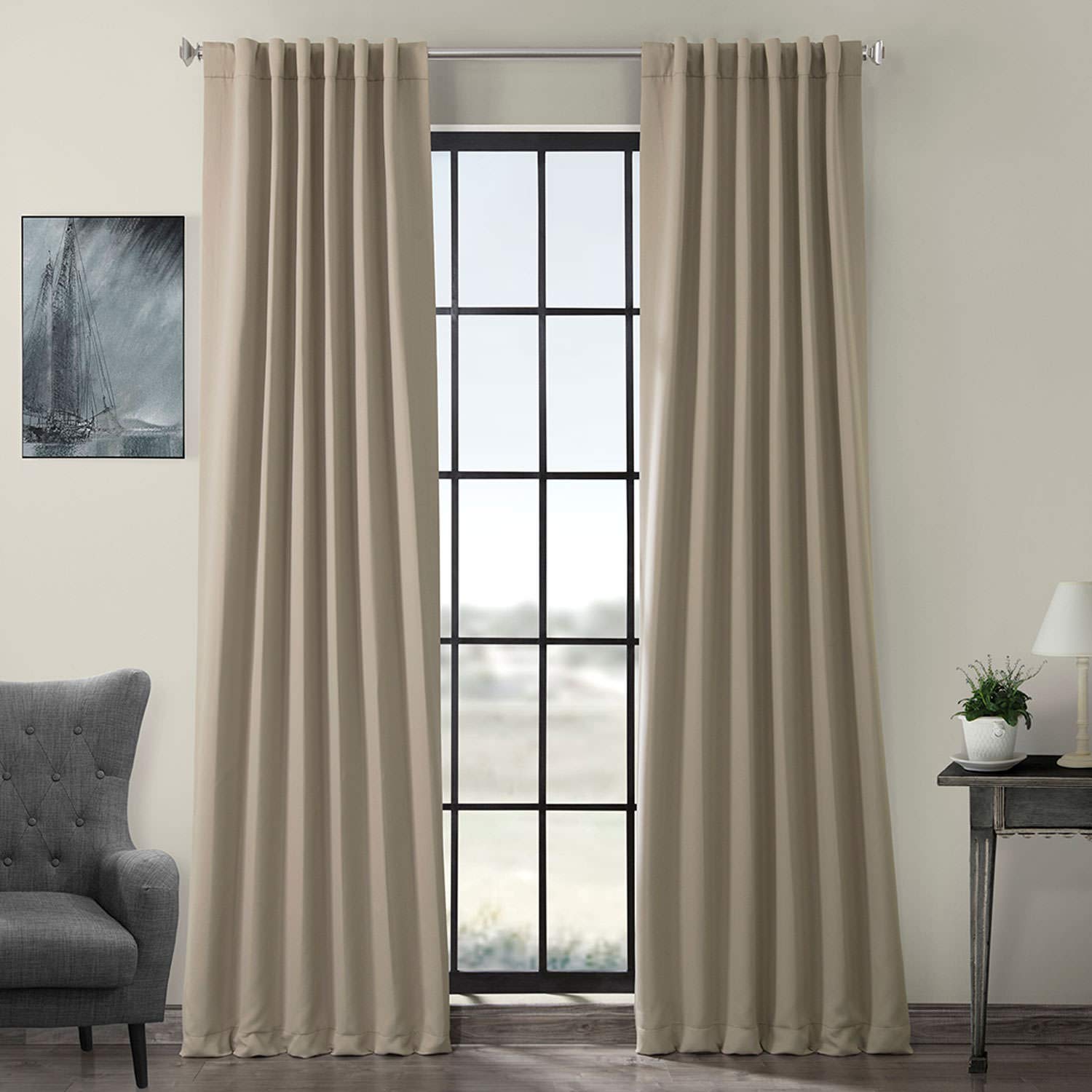 HPD Half Price Drapes Curtain for Room Darkening 50 X 108 (1 Panel), BOCH-151304-108, Classic Taupe, Polyester Blend, 50" W x 108" L (Pack of 1)
