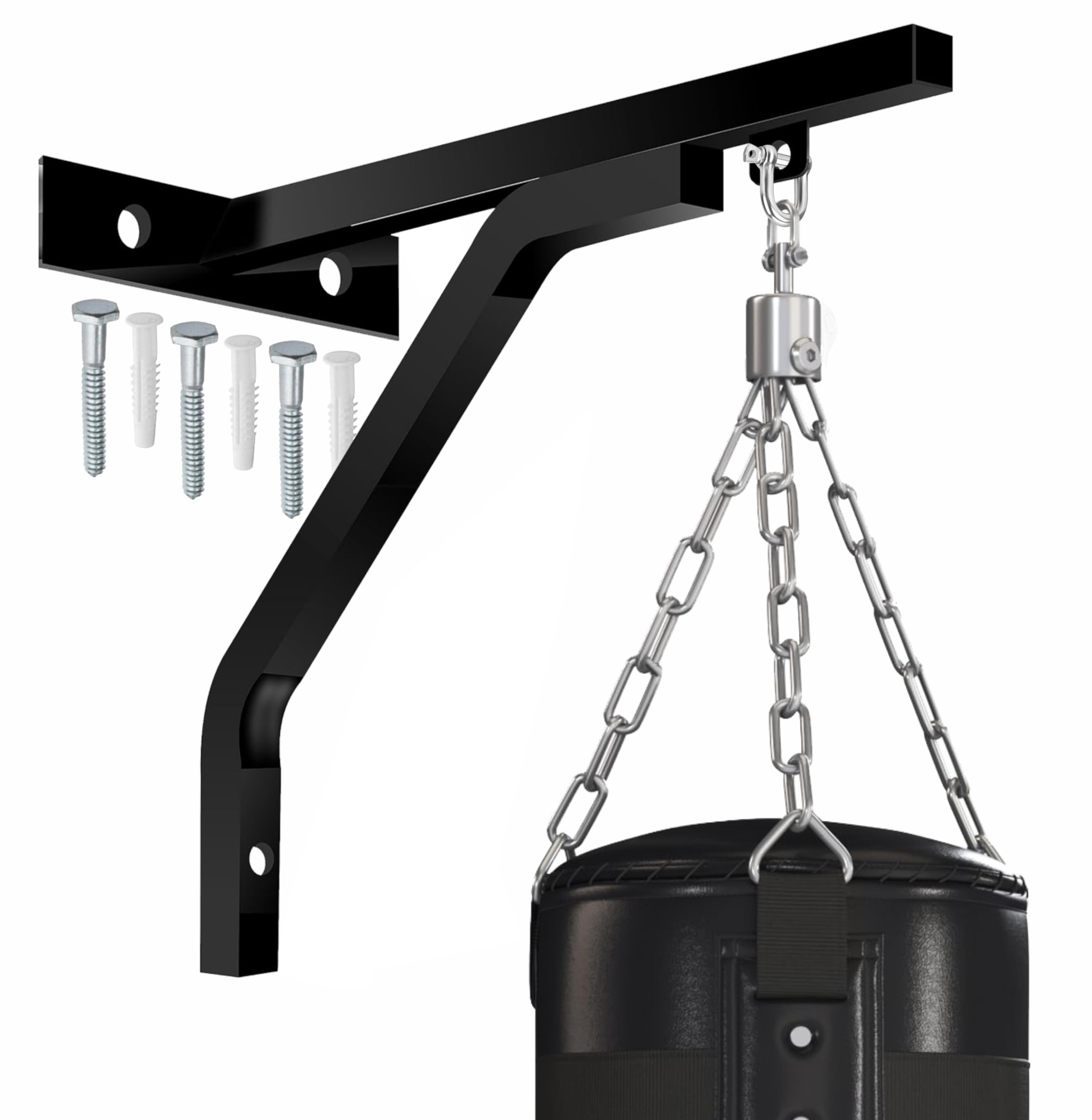 Heavy Duty Punch Bag Wall Bracket – Steel Boxing Bag Mount with D-Shackle Swivel & Fixings – Wall Mounted Hanging Bracket for MMA, Muay Thai, Kickboxing, Gym, Home Training Equipment