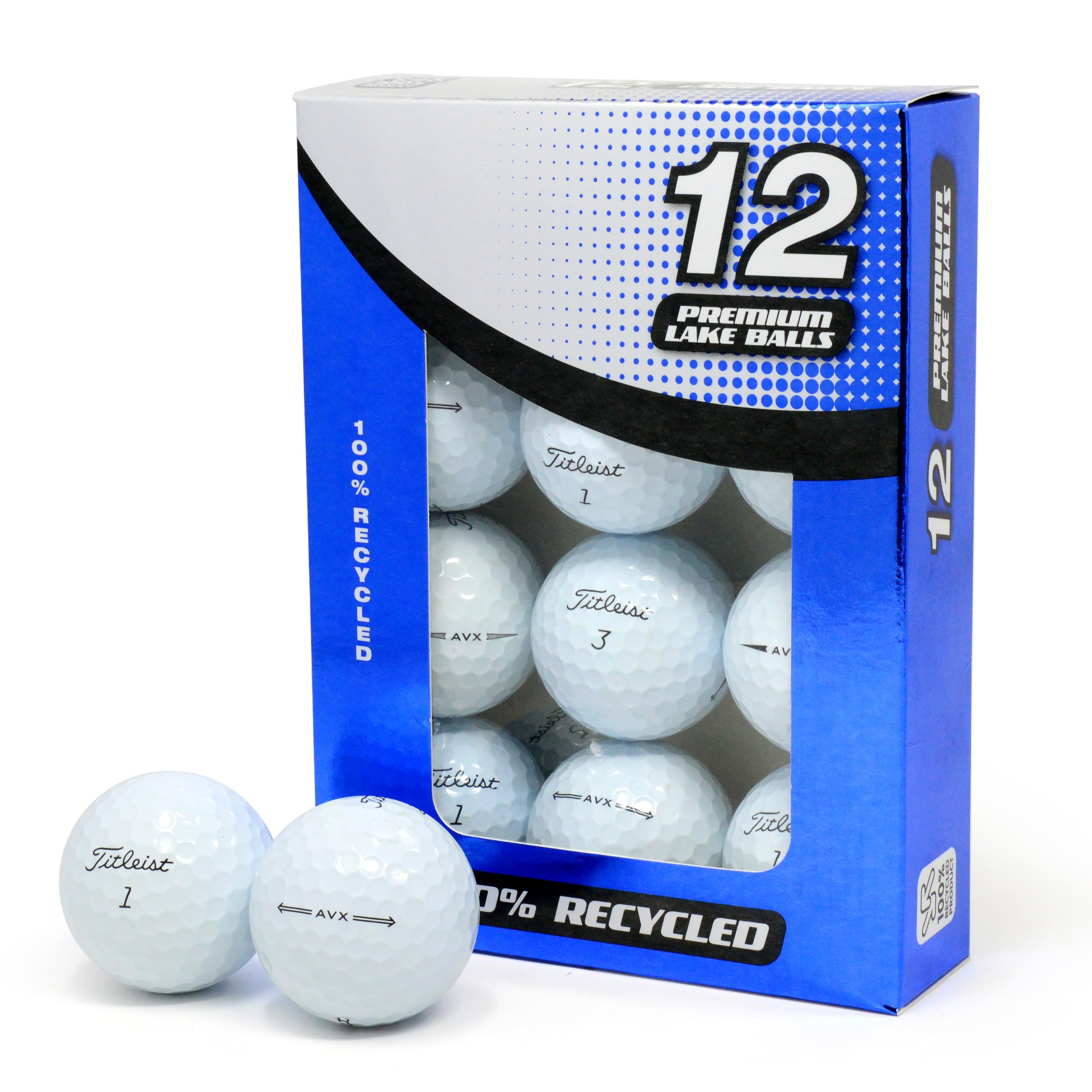 Second Chance Recycled Lake Balls Used Golf Balls - Pack of 12 - Grade A for Titleist AVX Golf Balls