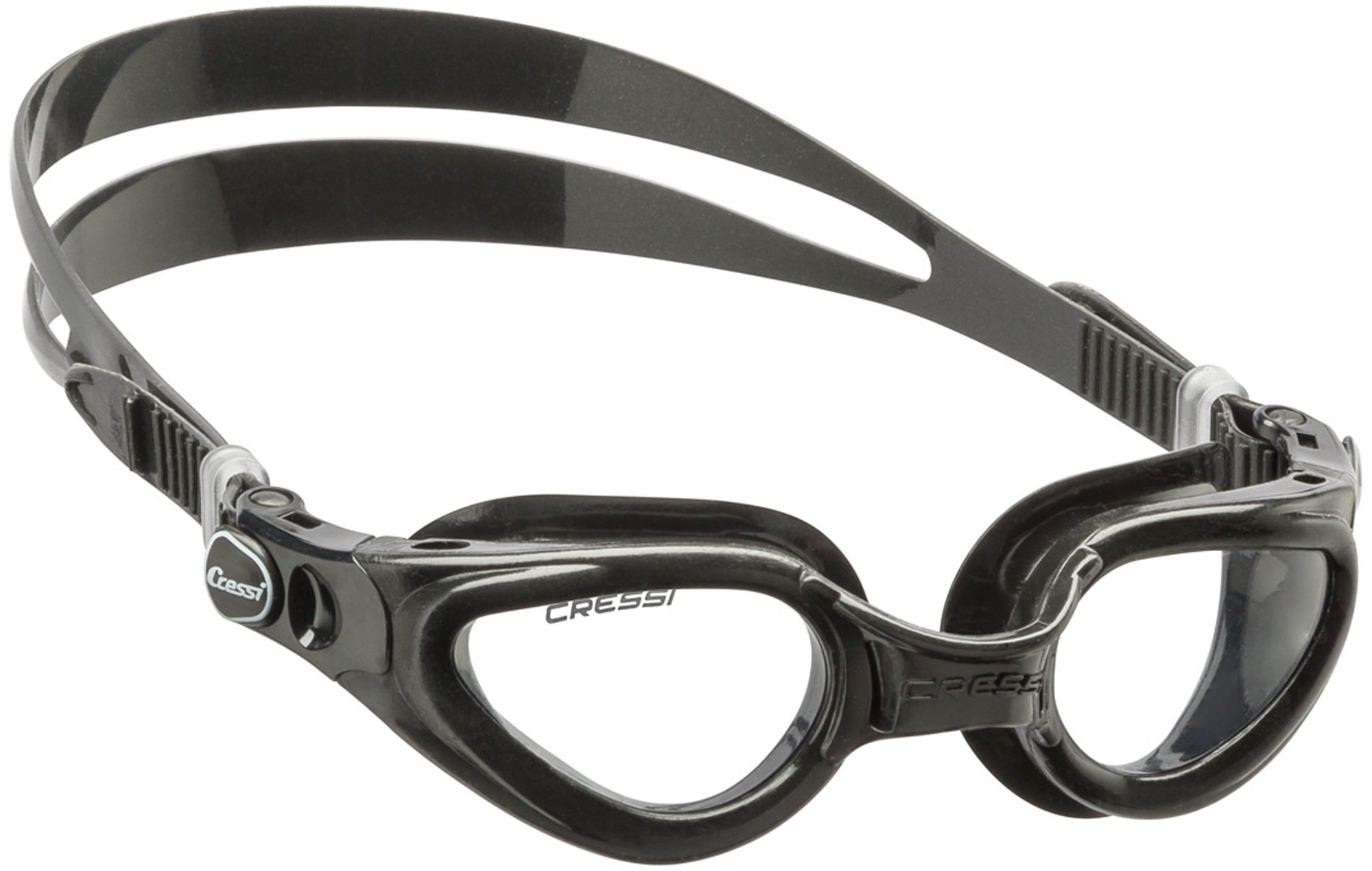 Cressi Italian make Anti Fog Swimming Goggles for Adults (Black - Clear Lens)