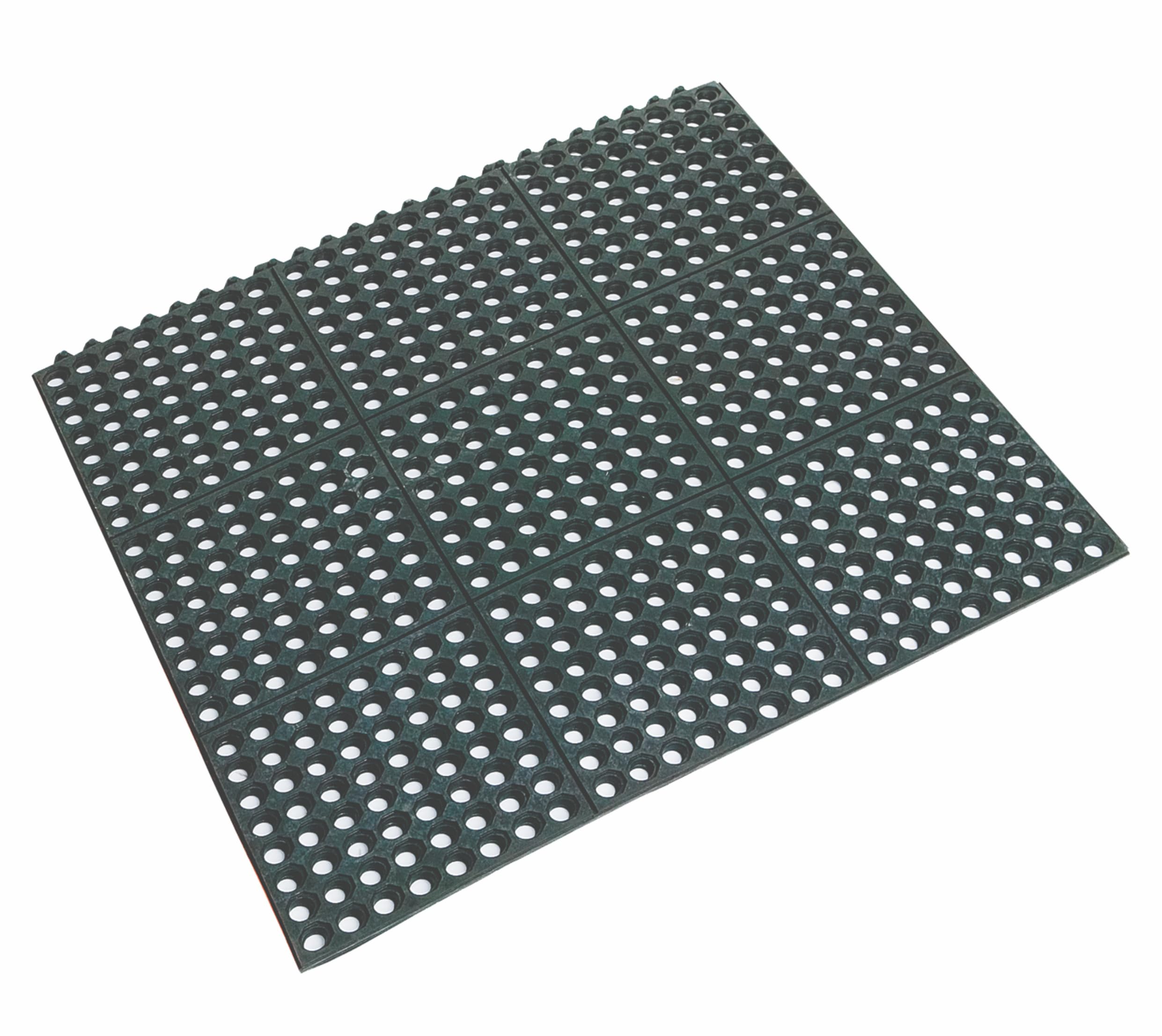 Rubber Floor Mat Black 90 x 90 x 1.2cm - Interlocking