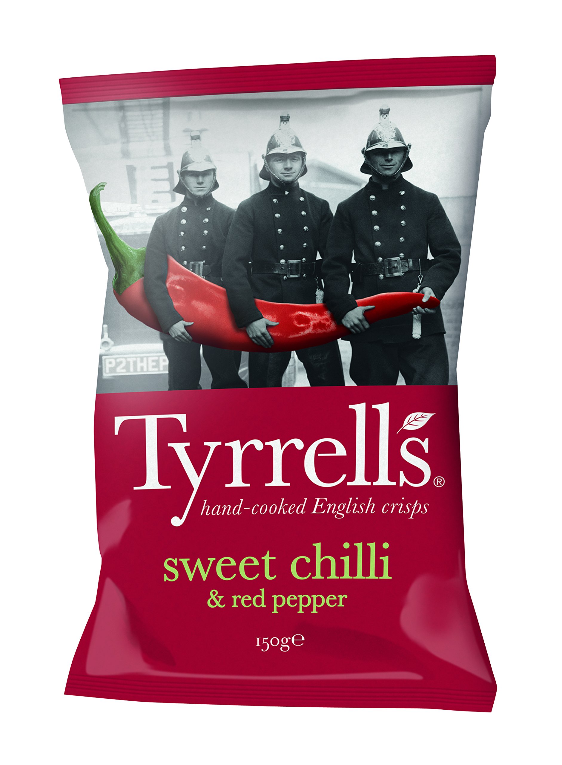 Tyrrells Crisps SWEET CHILLI & RED PEPPER 150g (Multipack BOX of 8 Bags) - Hand-cooked & spun for an exquisite fresh taste. No artificial ingredients (No artificial flavour, colours or MSG)