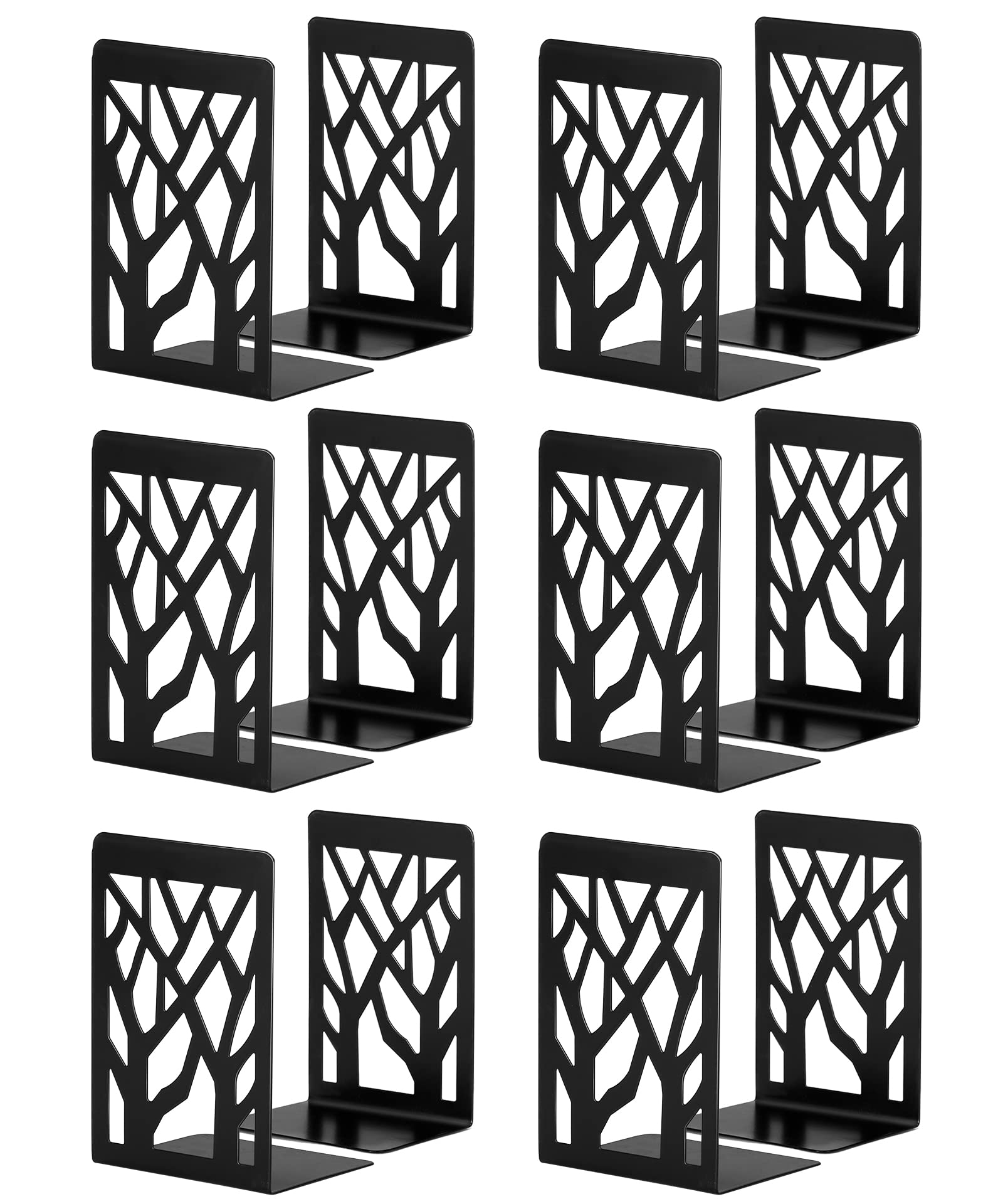 Book Ends, Bookends, Book Ends for Shelves, Bookends for Shelves, Bookend, Book Ends for Heavy Books, Book Shelf Holder Home Decorative, Metal Bookends Black 6 Pair, Bookend Supports, Book Stoppers
