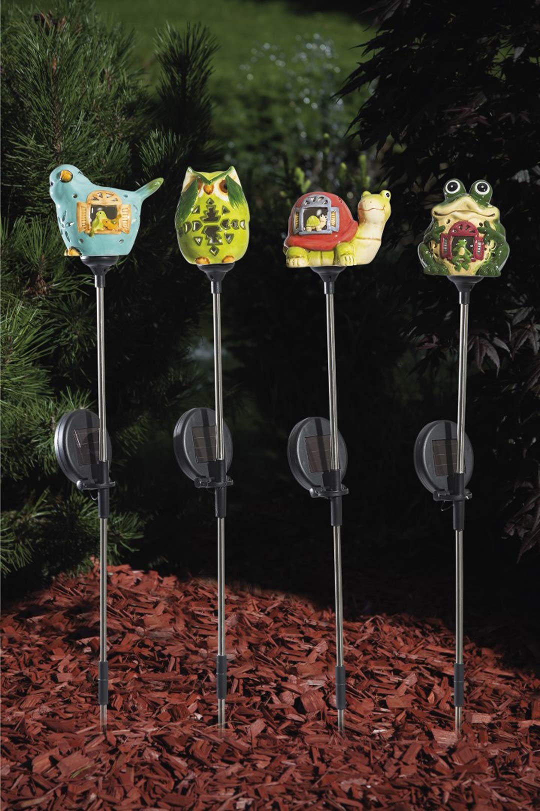 HGD CS34-001-4 Garden Stake, Solar Set of 4, Silver, 8 x 8 x 82 cm