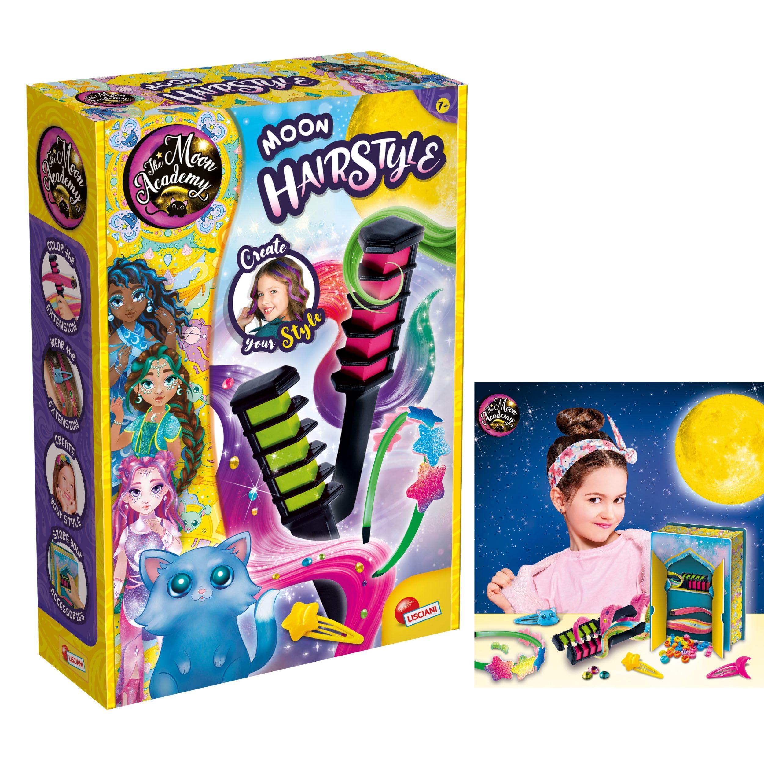 Lisciani - MOON ACADEMY - Moon Hairstyle - Hairstyling set for children aged 7 and over - Creative Hairstyling Kit - Birthday Gift Idea - Creative Hairstyling Game - 7 to 12 years old