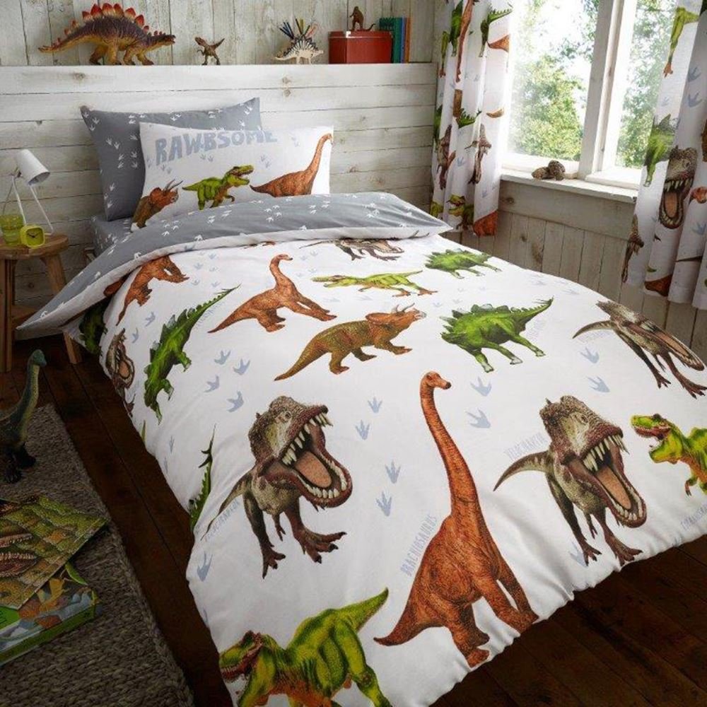 Rawrsome Dinosaur Single Duvet Cover and Pillowcase Set