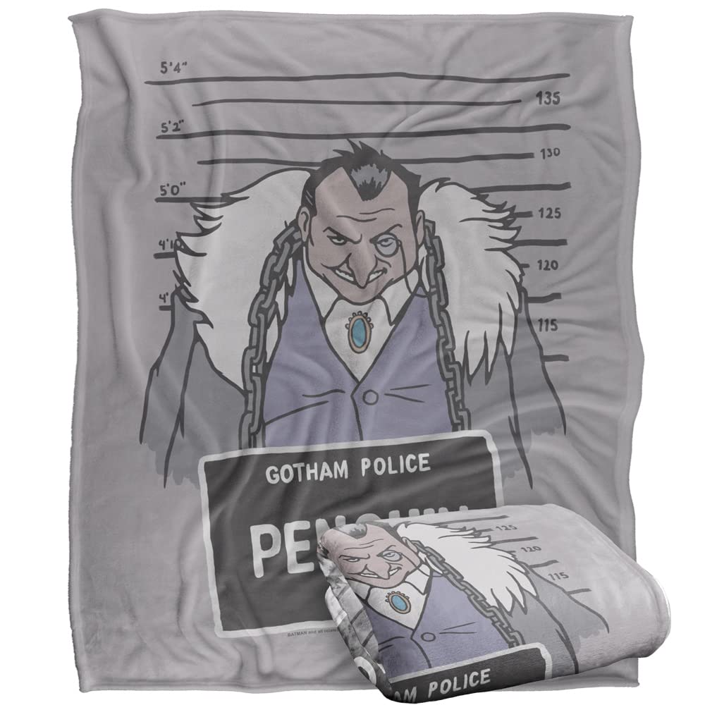 BATMAN Blanket, 152 x 127 cm The Penguin Mugshot Silky Touch Super Soft Throw Blanket