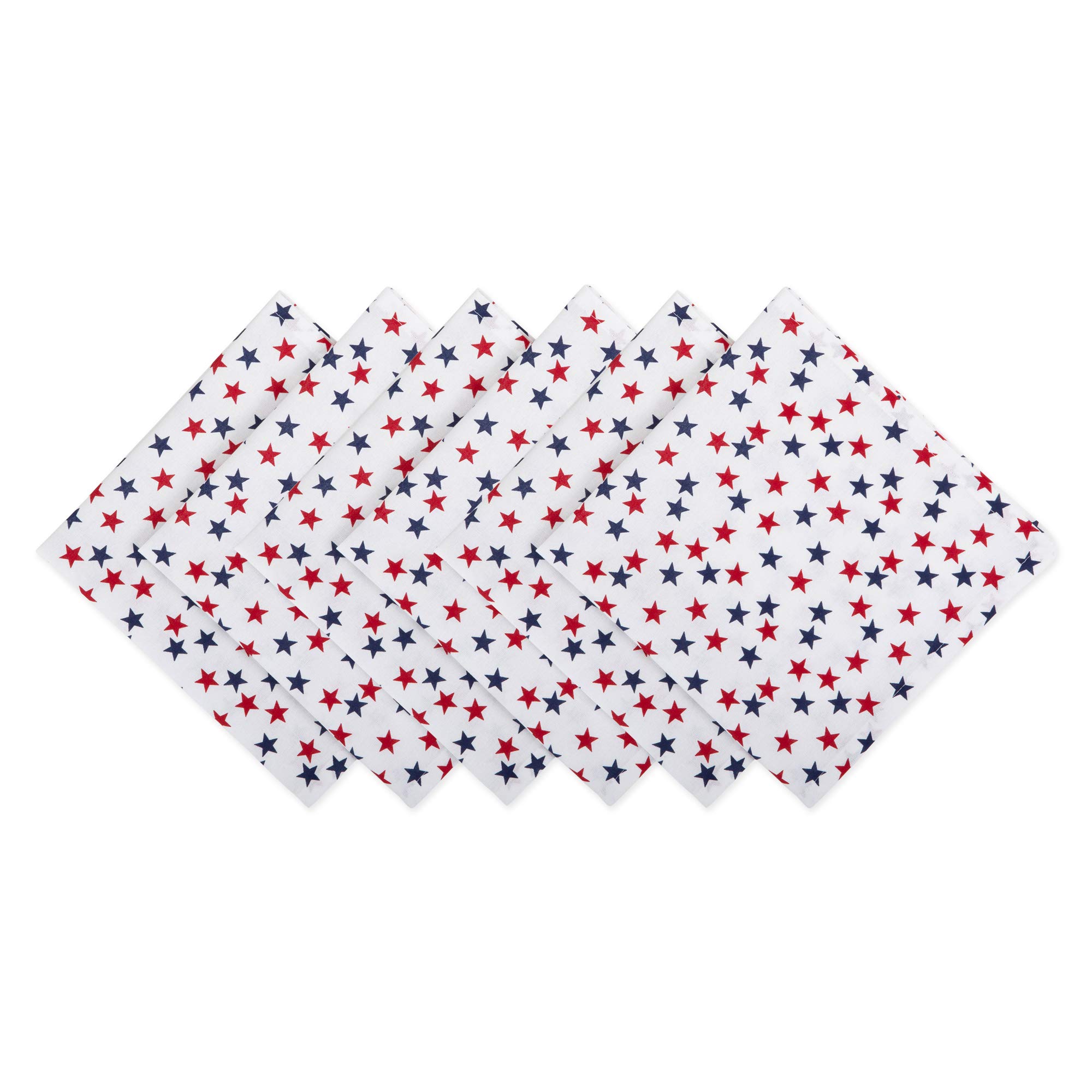 DII Table Top, Cotton, Americana Stars, 20" x 20" (Set of 6)