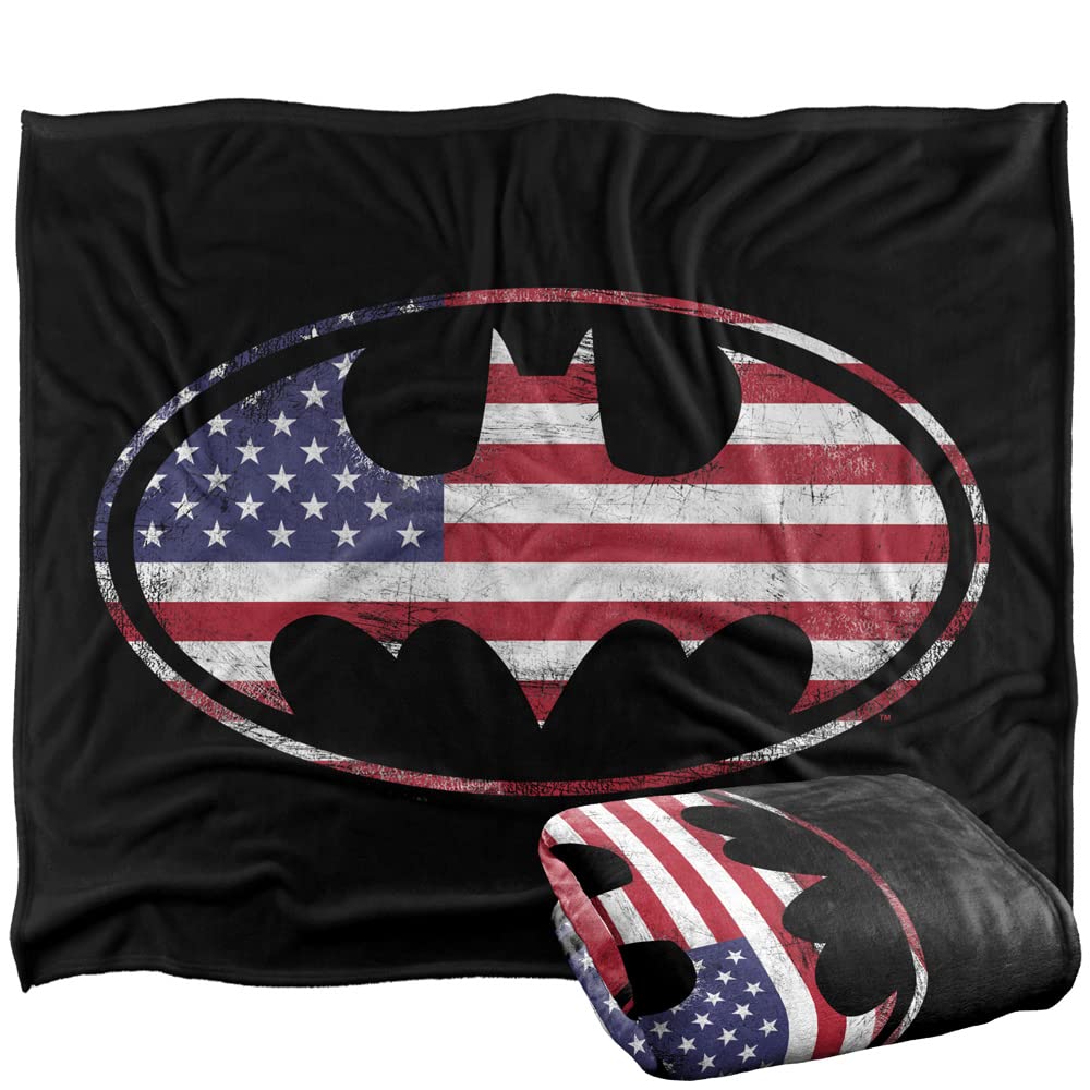BATMAN American Flag Bat Logo Officially Licensed Silky Touch Super Soft Throw Blanket 152 x 127 cm