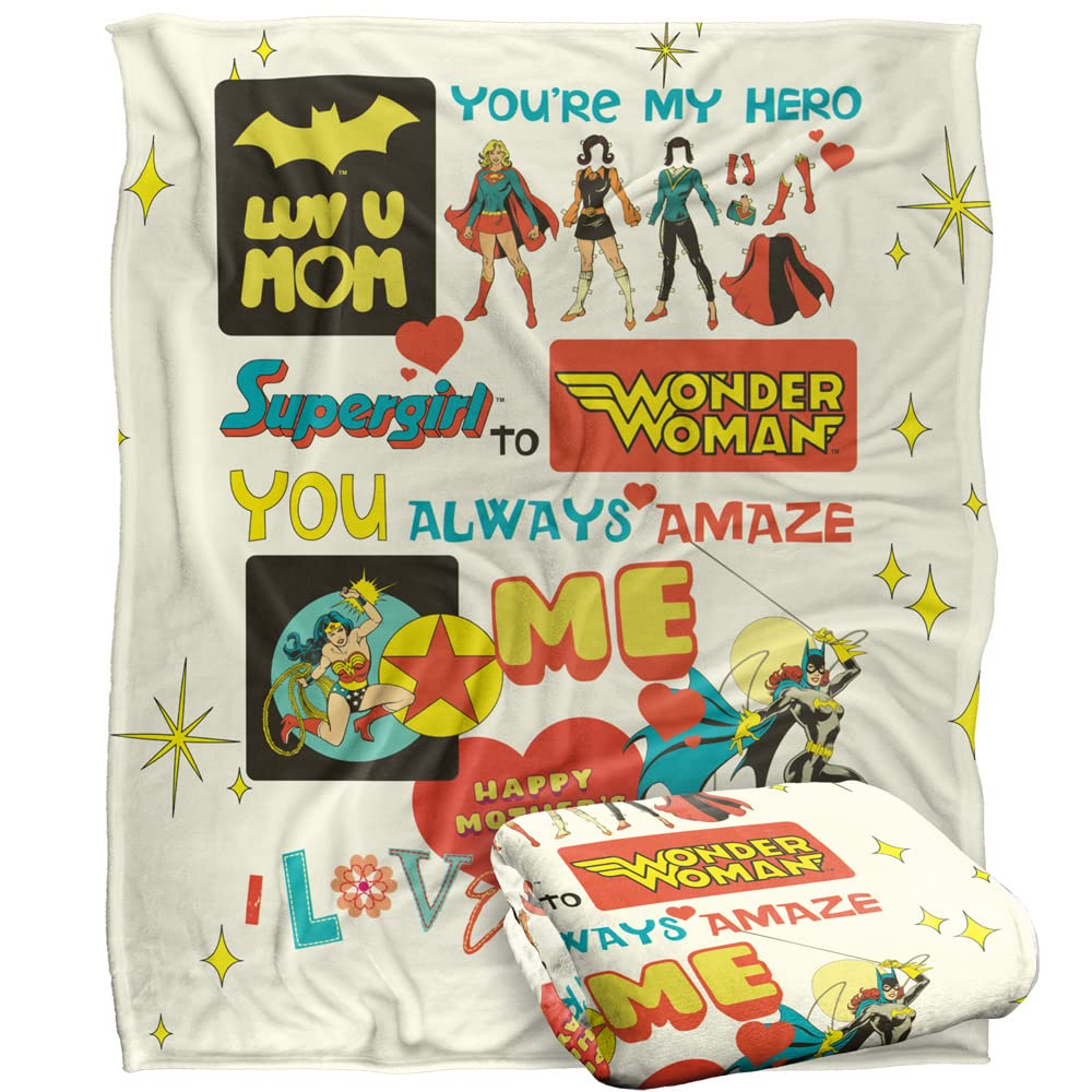 JUSTICE LEAGUE Blanket, 152 x 127 cm DC Mothers Day You're My Hero Silky Touch Super Soft Throw Blanket