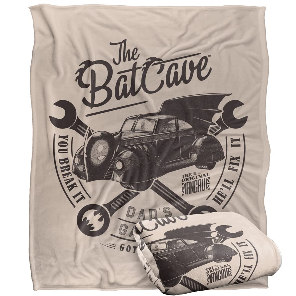 BATMAN Blanket, 152 x 127 cm Batcave Dad's Garage Silky Touch Super Soft Throw Blanket