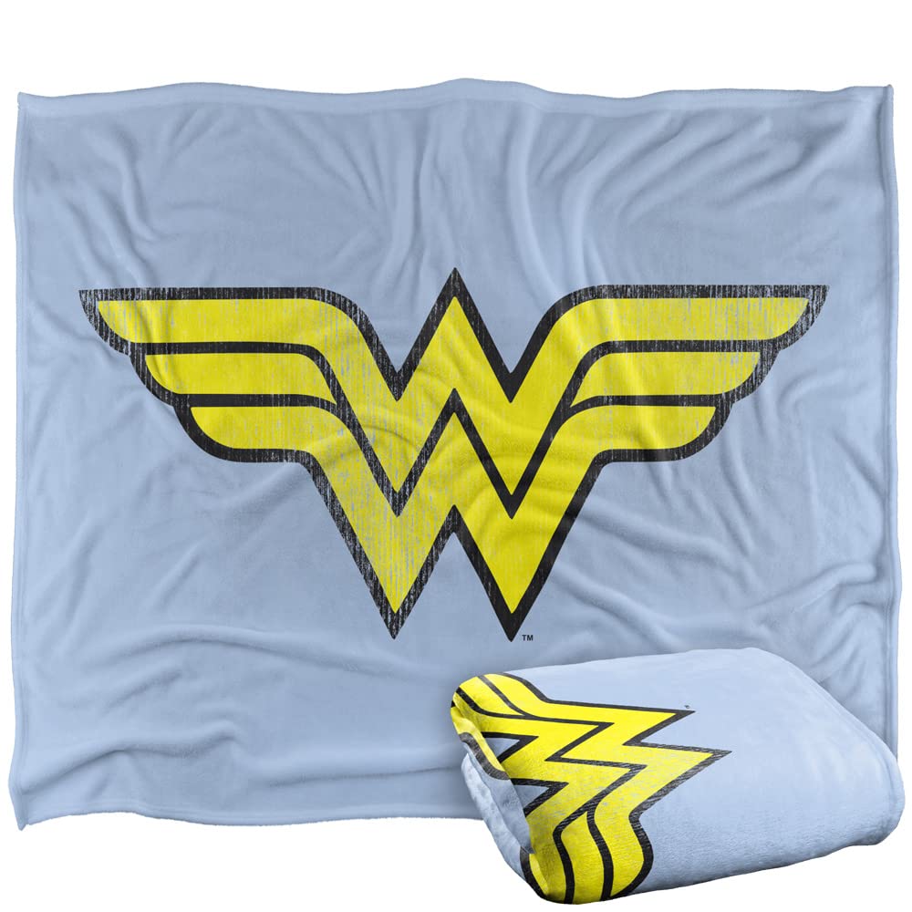 WONDER WOMAN Logo Distressed Silky Touch Super Soft Throw Blanket 152 x 127 cm