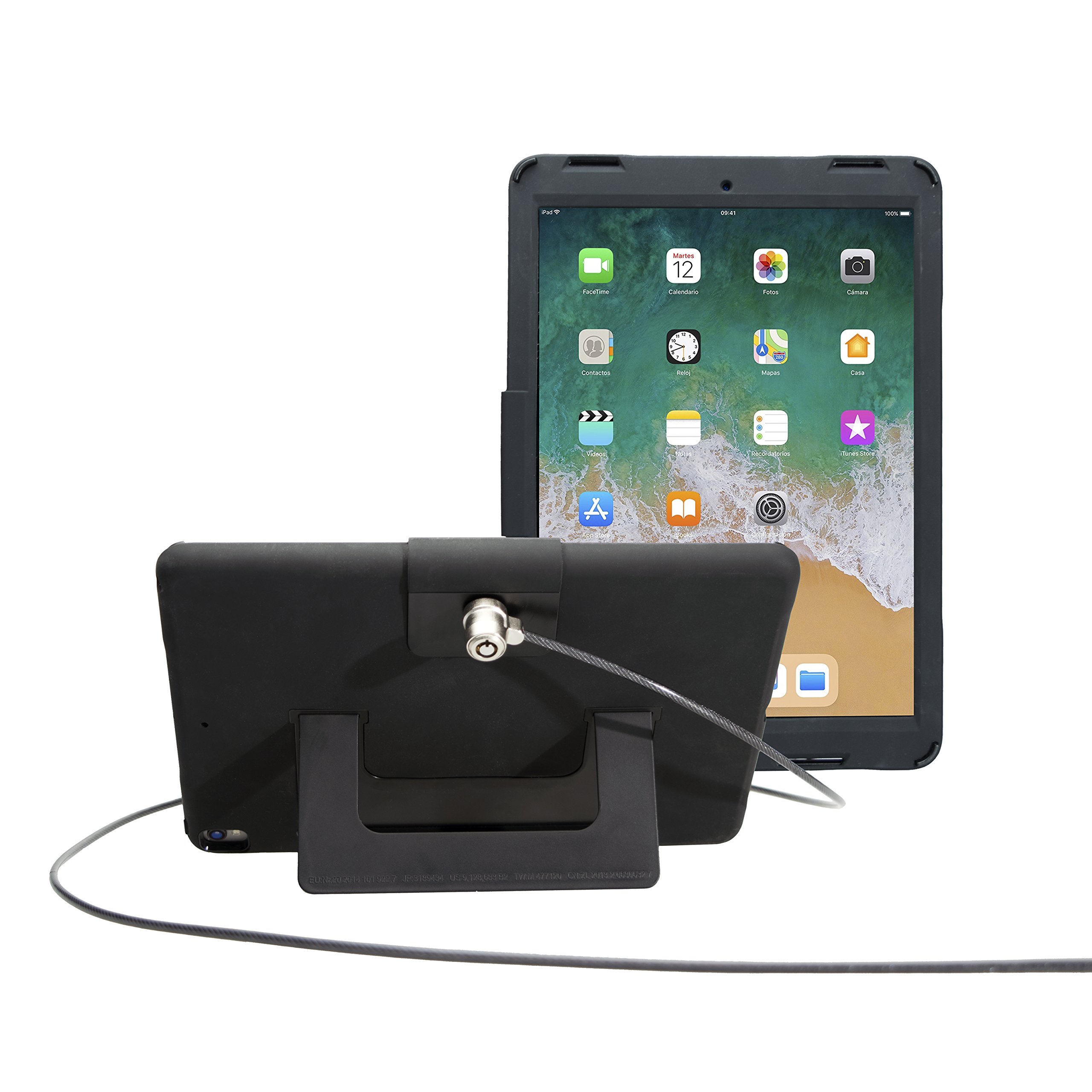CTA Digital Security Case with Kickstand and Anti-Theft Cable for iPad Air 3 (2019) and iPad Pro 10.5 (PAD-SCKT) Black