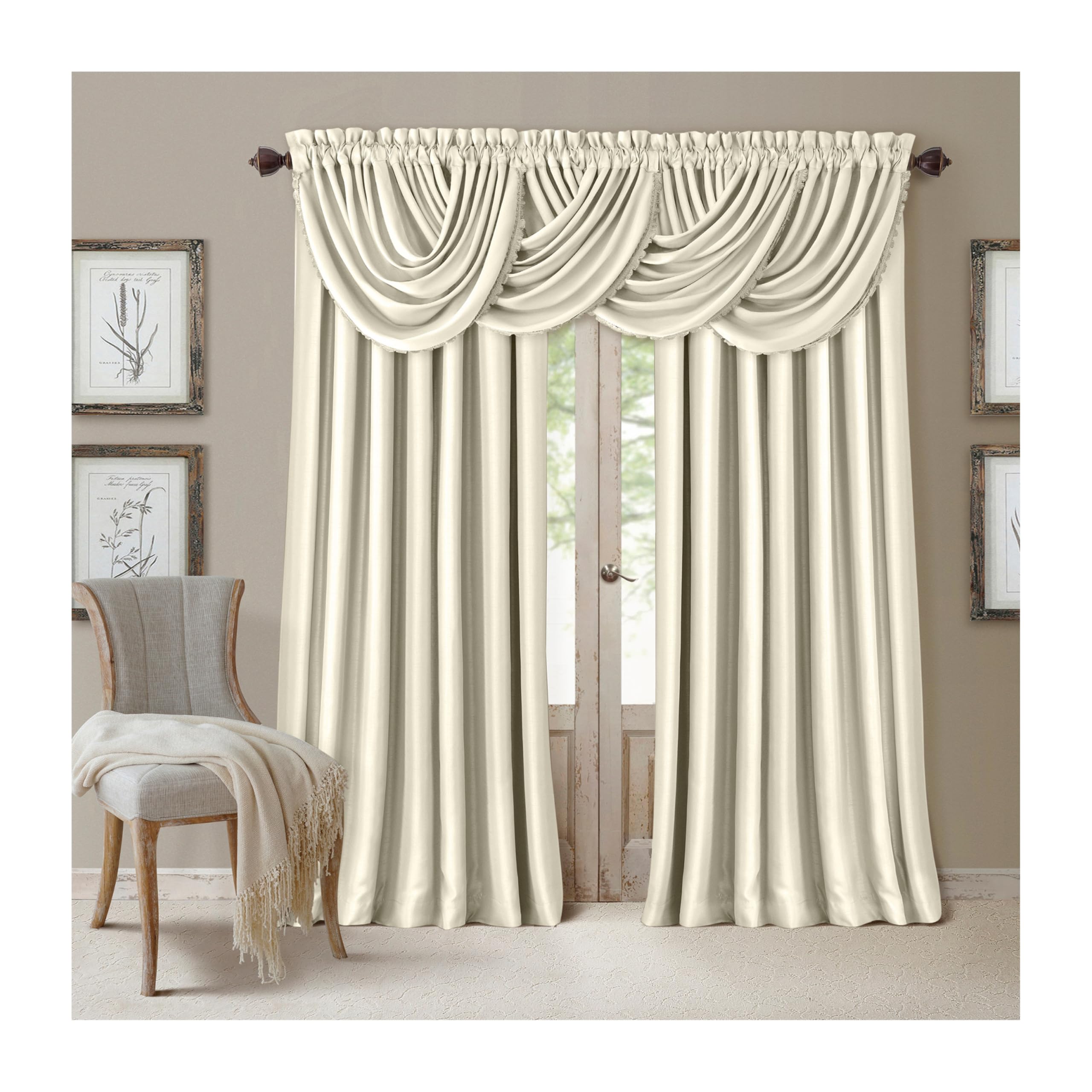 Elrene Home Fashions All Seasons Energy Efficient Room Darkening Rod Pocket Window Panel, 52" x 84" (1), Ivory