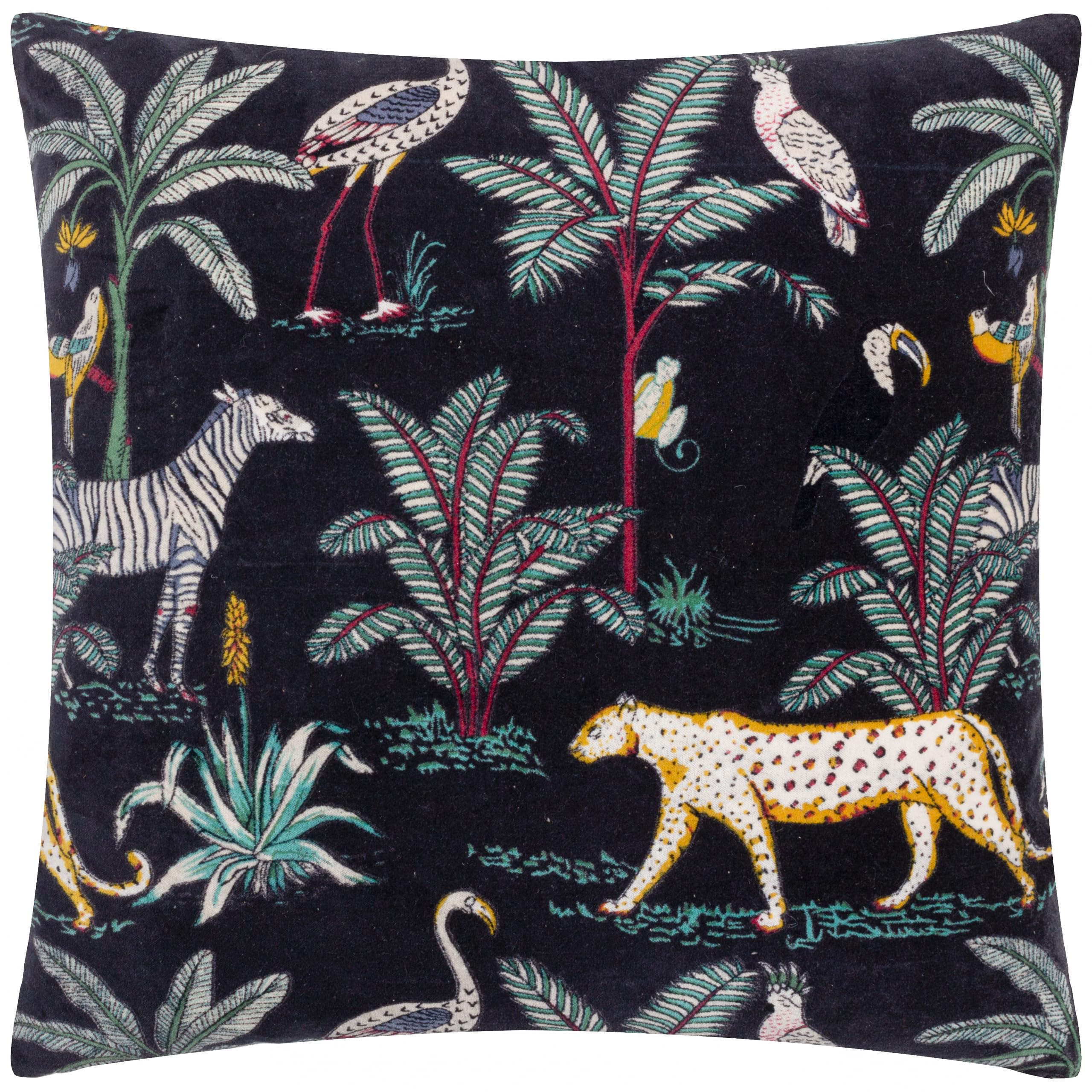 furn. Wylder Tropics Wilds Tropical Cotton Cushion Cover, Black, 55 x 55 cm