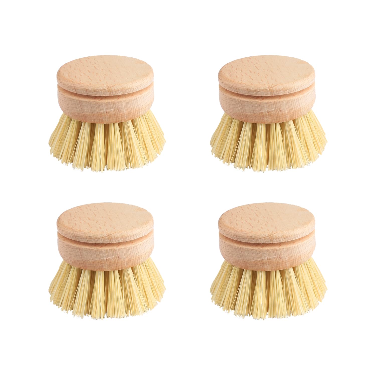Tabanzhe Wooden Washing Up Brushes-4PCS Replacement Brush Heads for Bamboo Dish Brush Scrubber Brushes Interchangeable Soft Bristle Refills for Washing and Cleaning