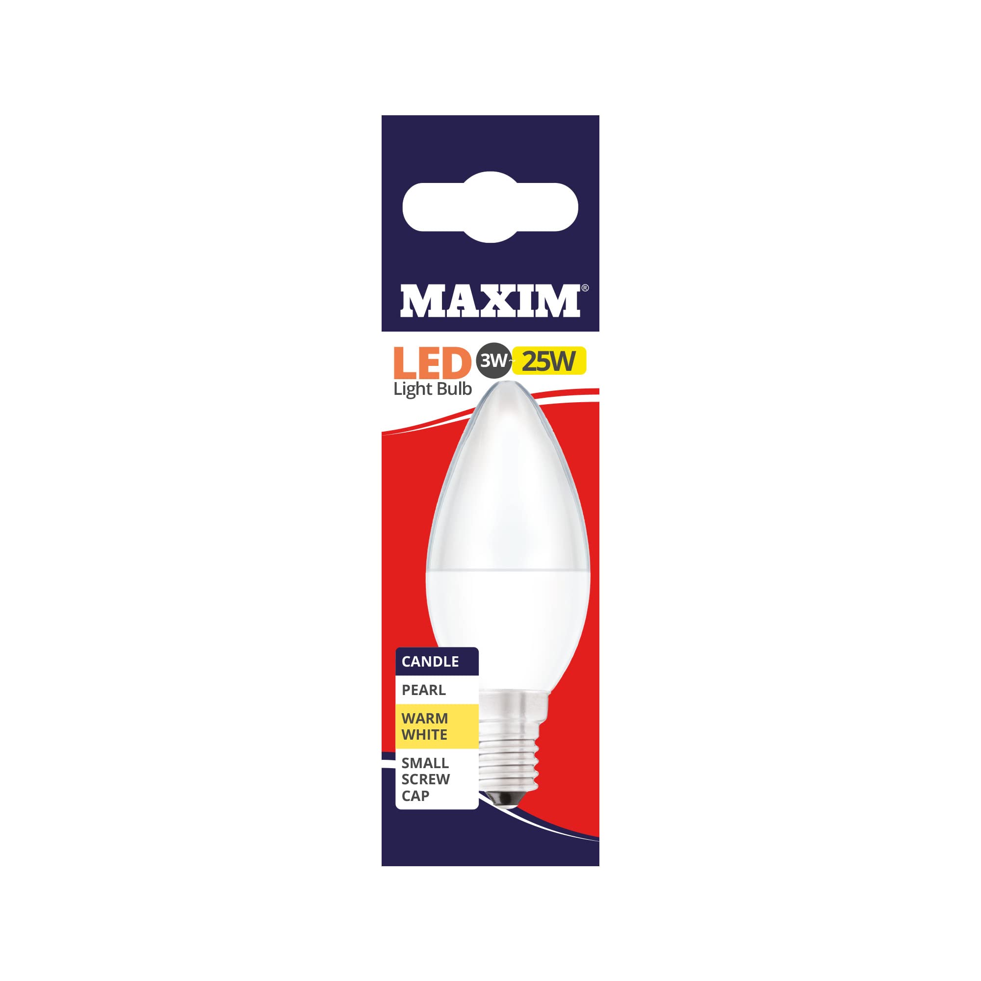 Maxim LED Candle Small Edison Screw Cap (SES) Bulbs, E14, 3 W, Warm White 25MLCSESWW5X10