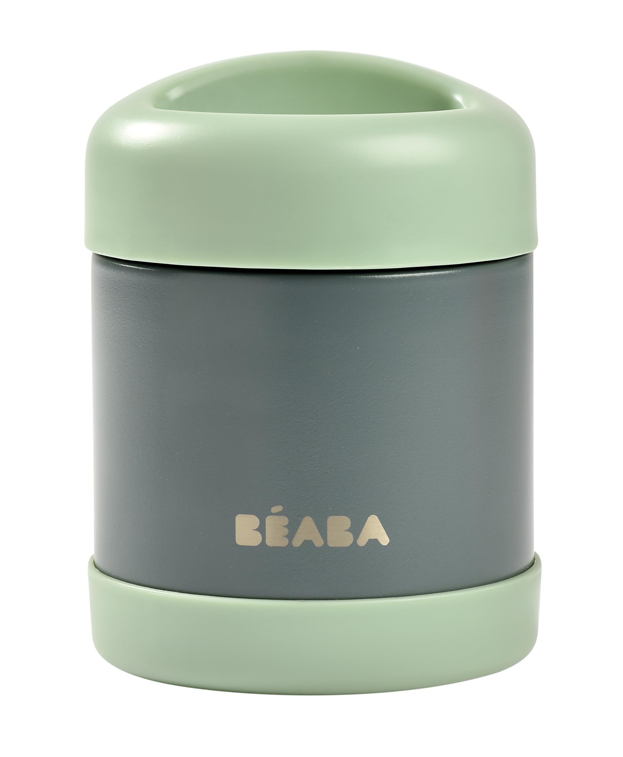 Beaba Stainless Steel Insulated Food Jar 10 oz, Kids Thermos, Lunch Containers, Leakproof, Wide Opening, Suitable for Hot and Cold Foods (Sage)