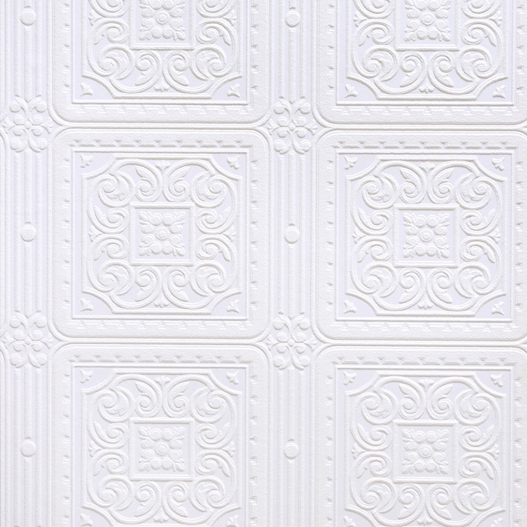 Brewster RD80000 Turner Tile Textured Vinyl Wallpaper, Paintable,White, 20.9x2x2