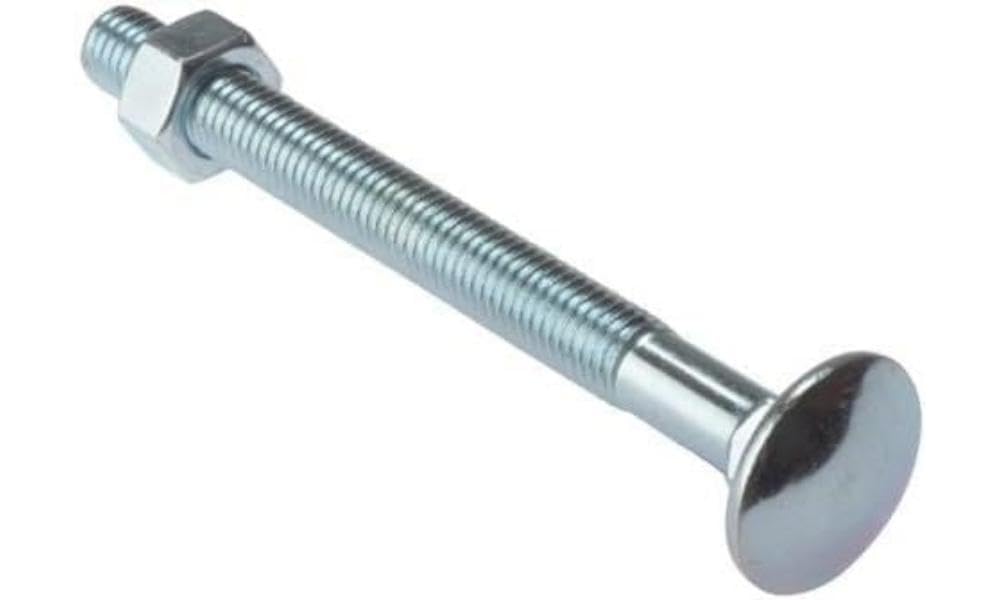 Merriway BH02154 (2 Pcs) Carriage Bolts with Nuts, M8 x 100mm (5/16 inch x 4 inch) Zinc Plated - Pack of 2 Pieces