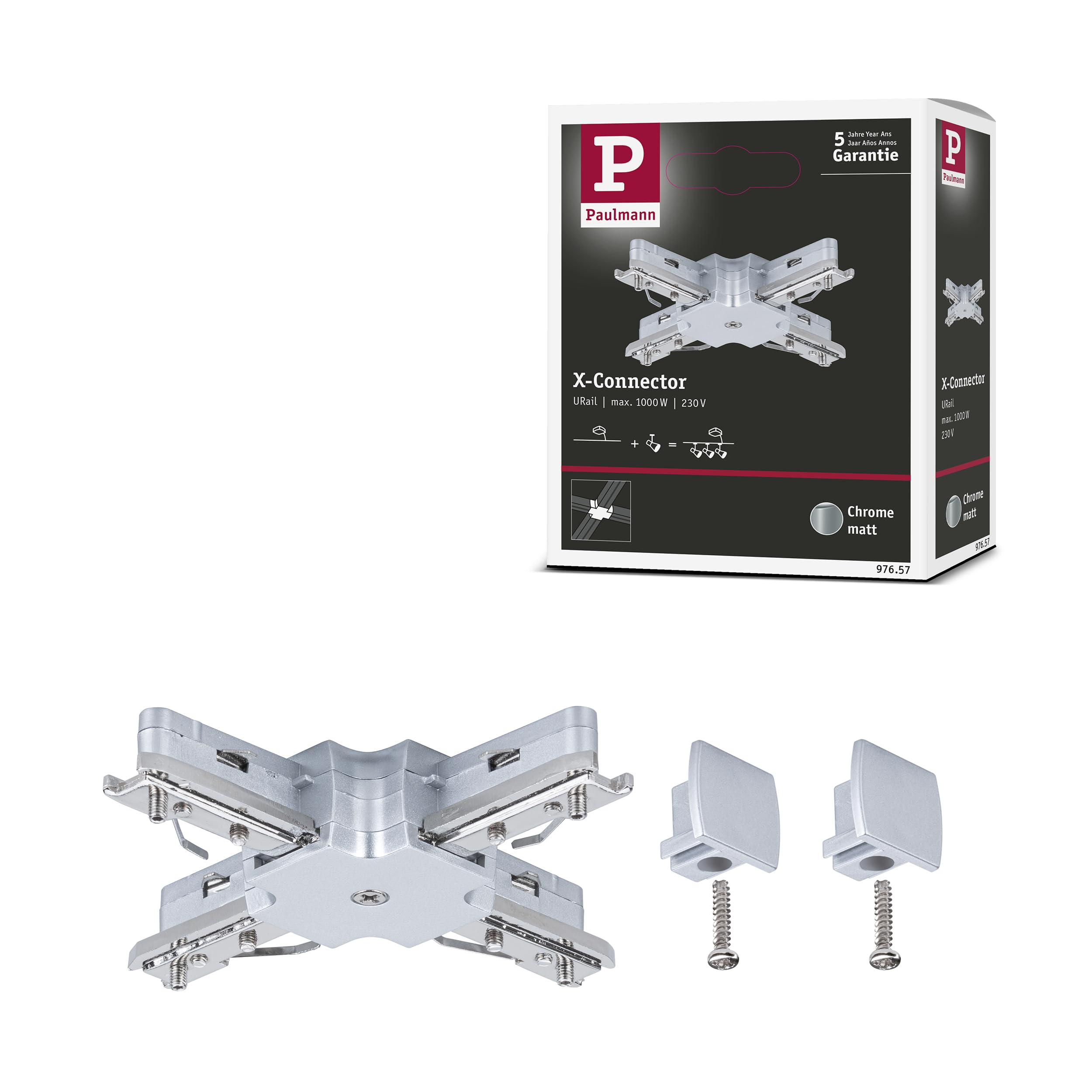 Paulmann 97657 URail X-Connector 104x104mm max. 1.000W Chrom matt Rail System