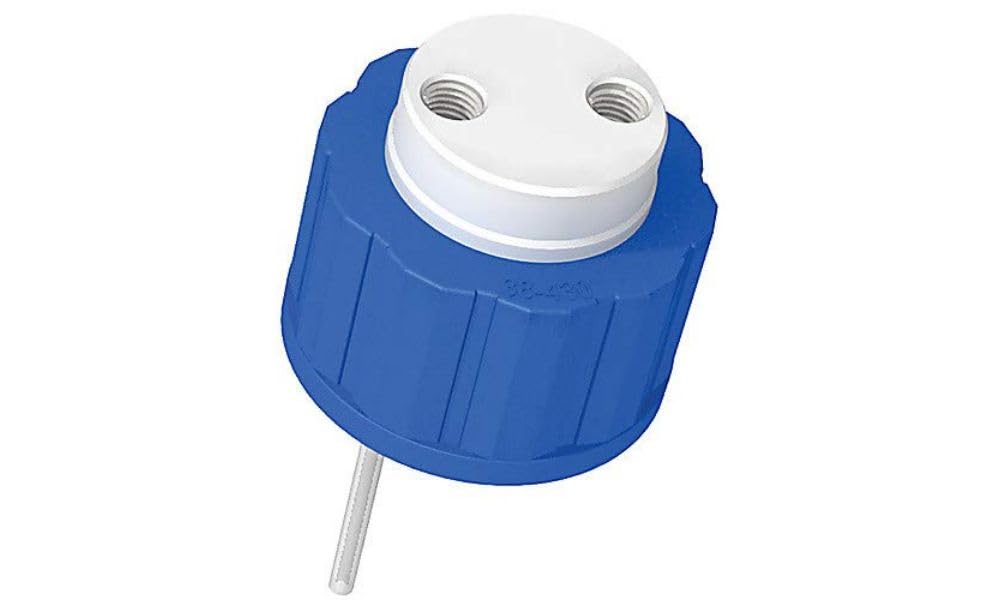 Diba Omnifit Q-Series Solvent Bottle Cap, GL45, 4 UNF(F) Ports w/o Valves, Blue