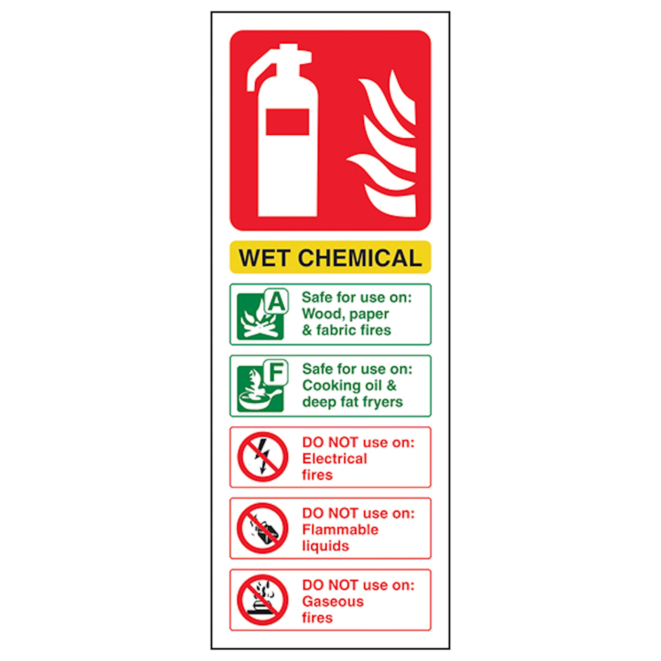 V Safety Wet Chemical Fire Extinguisher 100 x 280 mm - 2mm Rigid Plastic Safety Sign