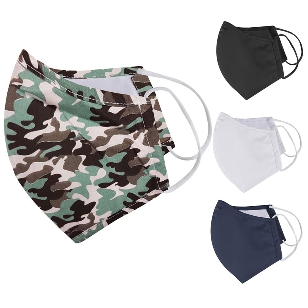 Iron Mountain 5 Pack 3 Layer Polyester Cotton Nano Mesh 30 x Washable Face Mask, Camo